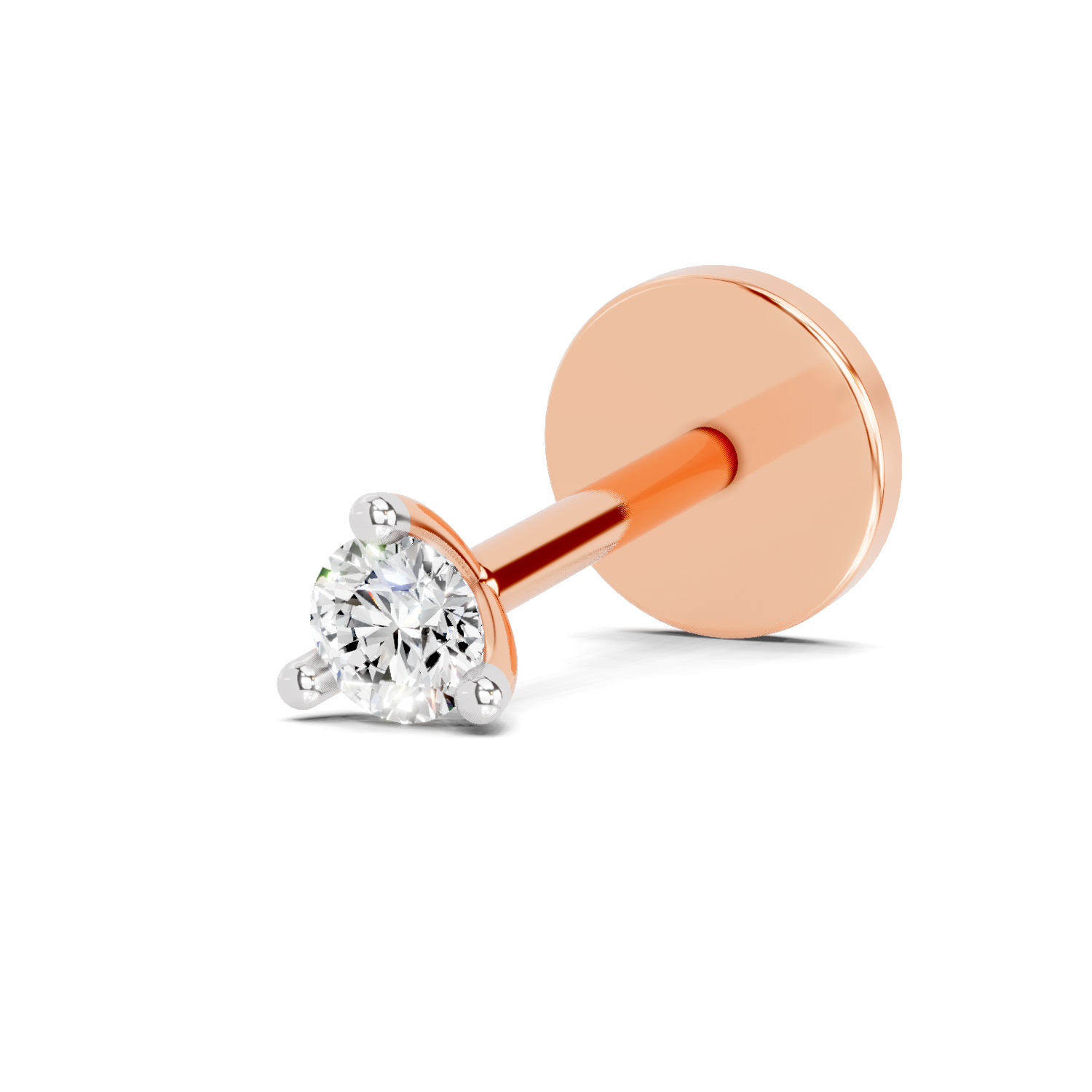 0.2 Carat Round Shape Diamond Nose Pin | 14K Rose Gold-Screw