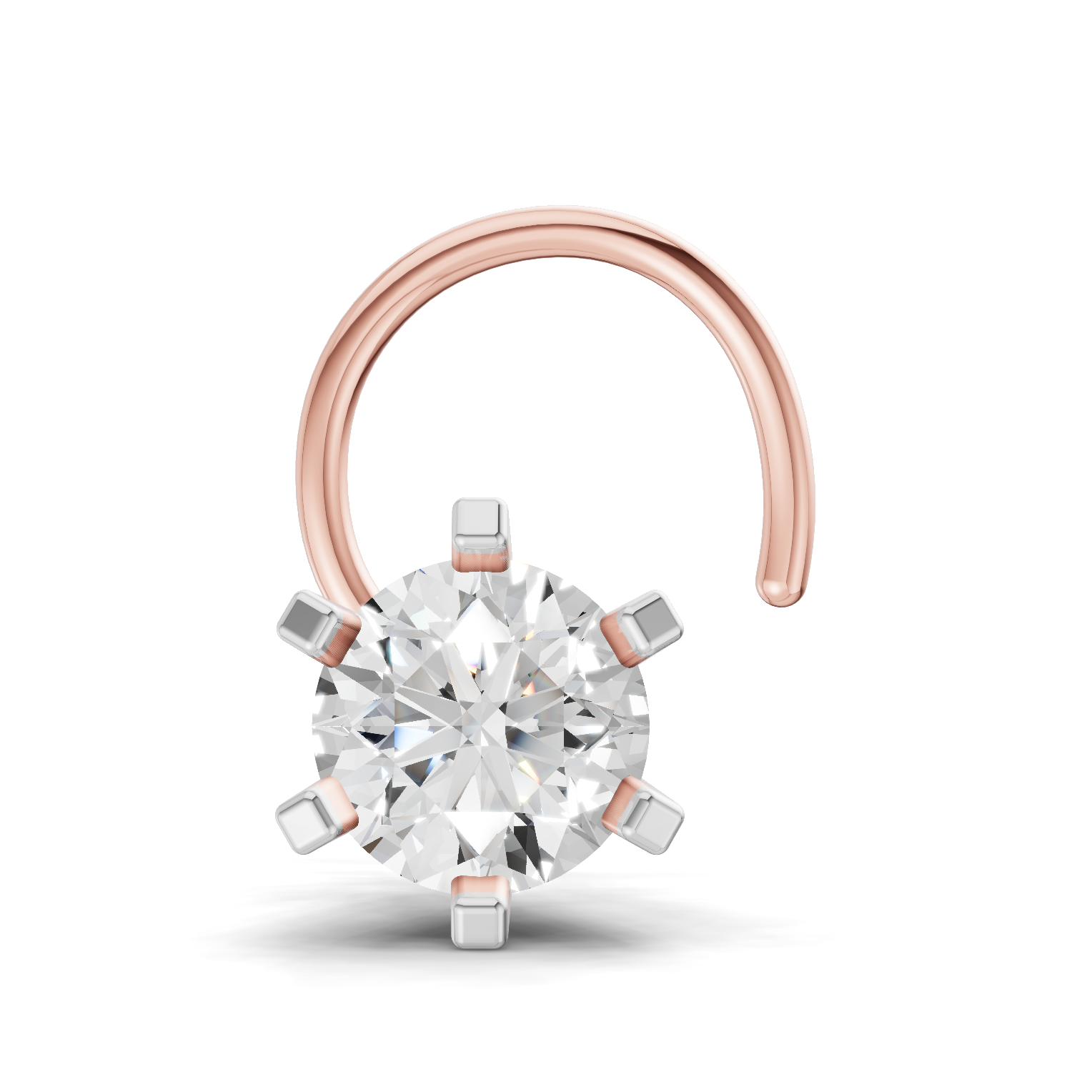 0.35 Carat Round Shape Nose Pin | 14K Rose Gold-Screw