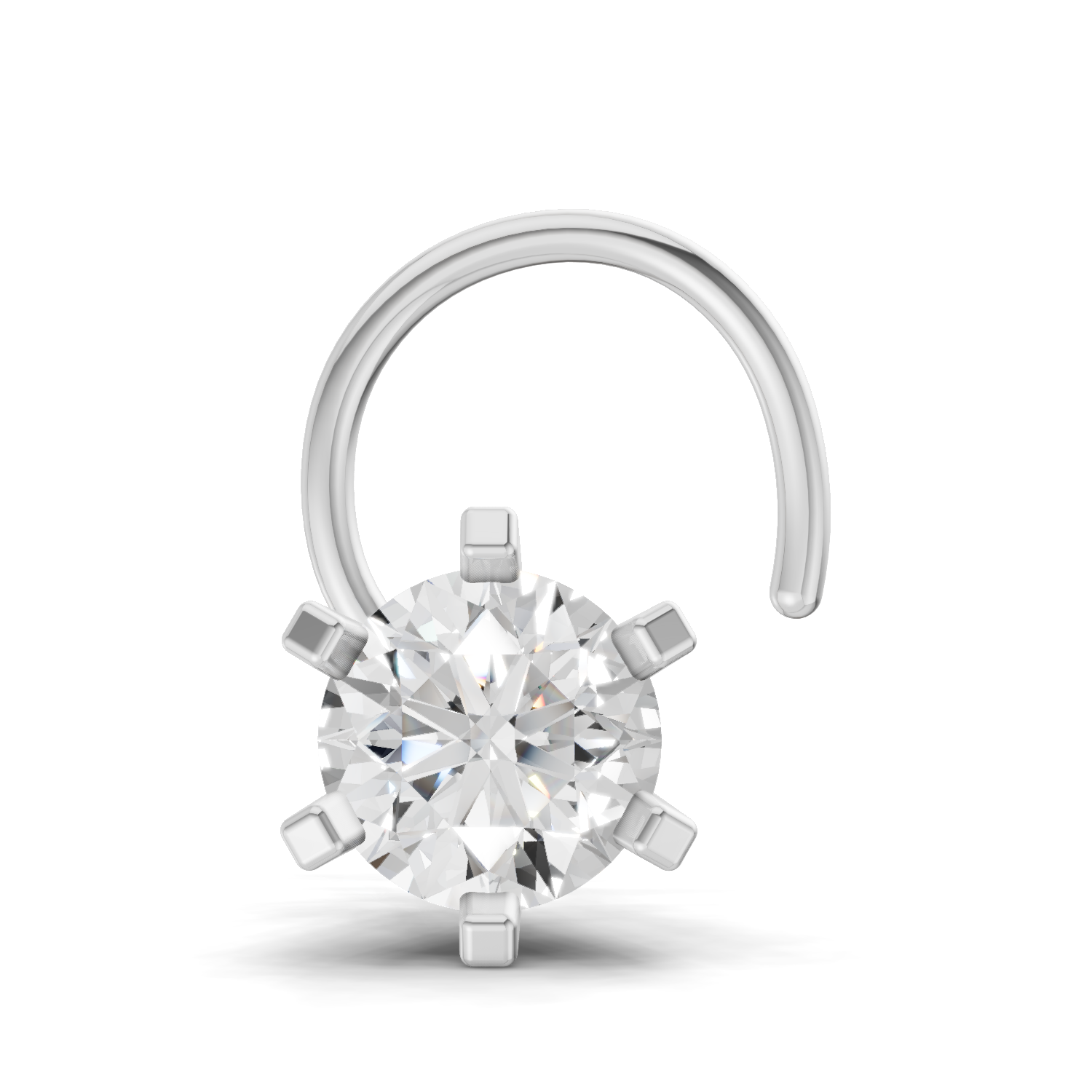 0.35 Carat Round Shape Nose Pin | 14K White Gold-Screw