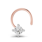 0.06 Carat Lab Grown Diamond 4-Prong Nose Stud Nosepin | 14K Rose Gold (Wire)