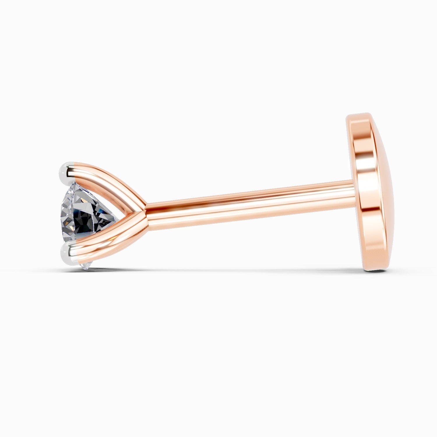 0.09 Ct Round Shape Soilitaire Diamond Nose Pin | 14K Yellow Gold