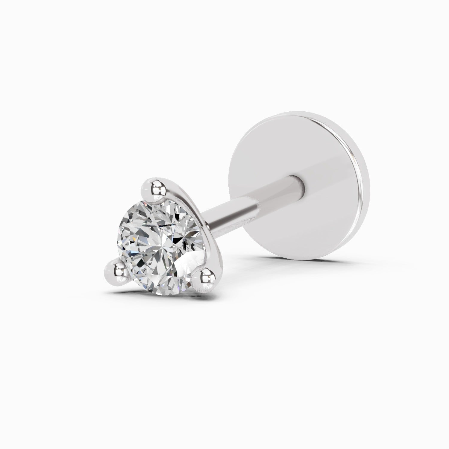 0.09 Ct Round Shape Soilitaire Diamond Nose Pin | 14K Yellow Gold