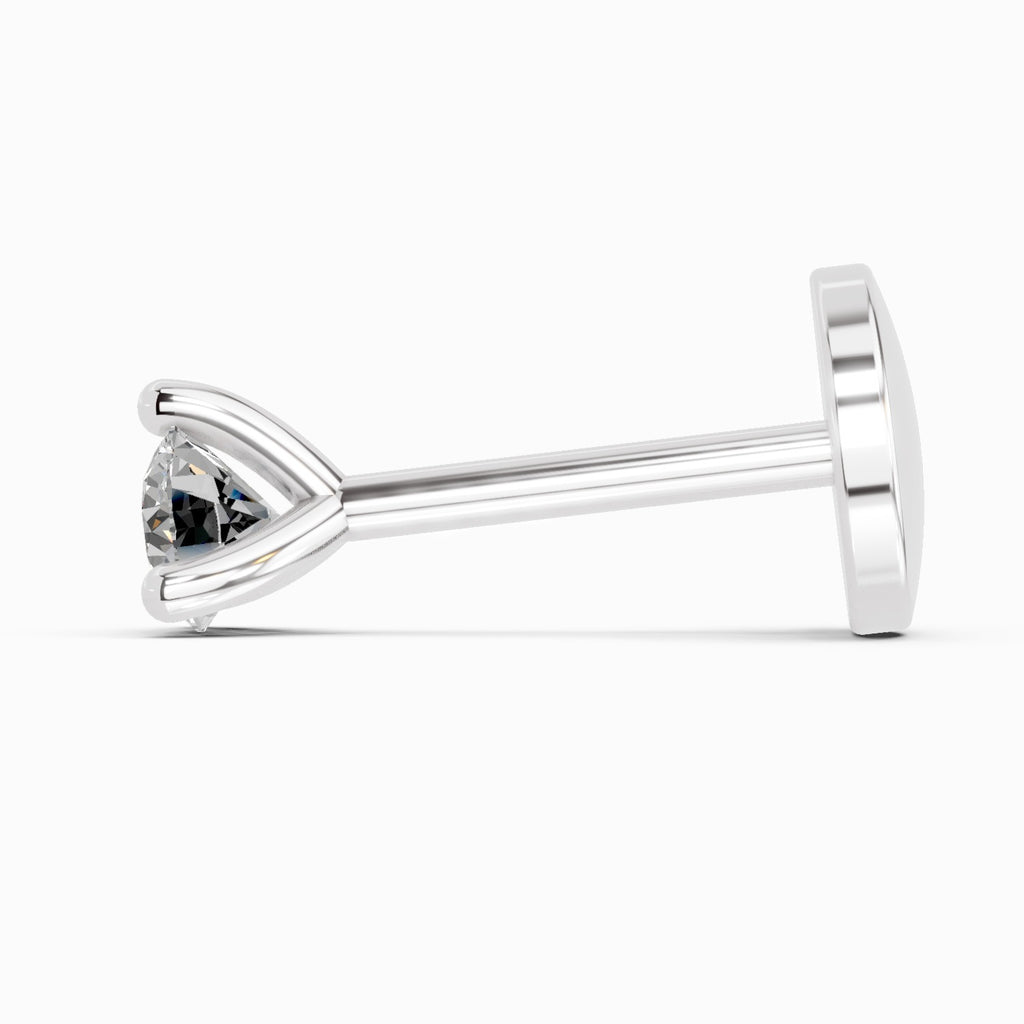 0.09 Ct Round Shape Soilitaire Diamond Nose Pin | 14K Yellow Gold