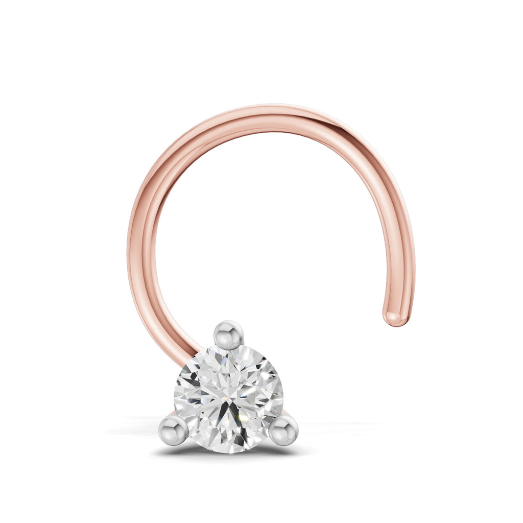 0.09 Ct Round Shape Soilitaire Diamond Nose Pin | 14K Yellow Gold