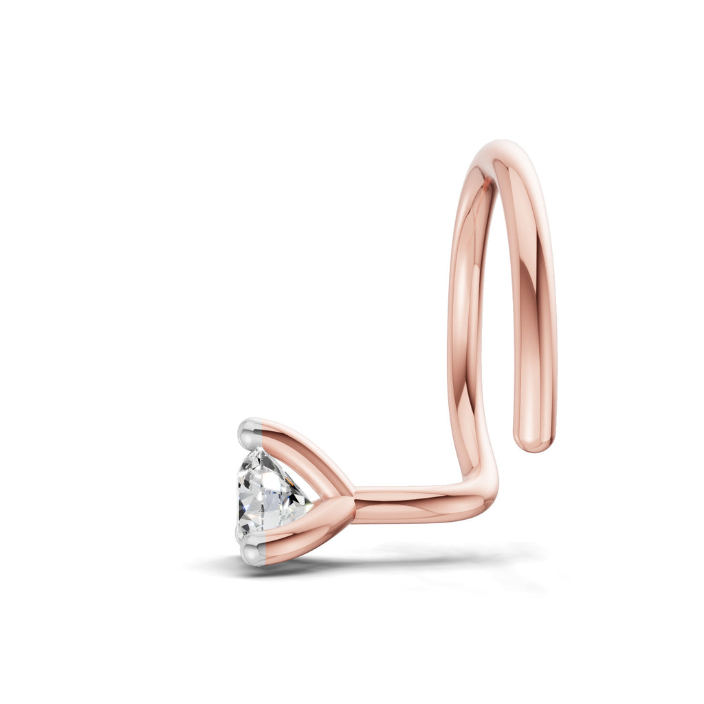 0.09 Ct Round Shape Soilitaire Diamond Nose Pin | 14K Yellow Gold