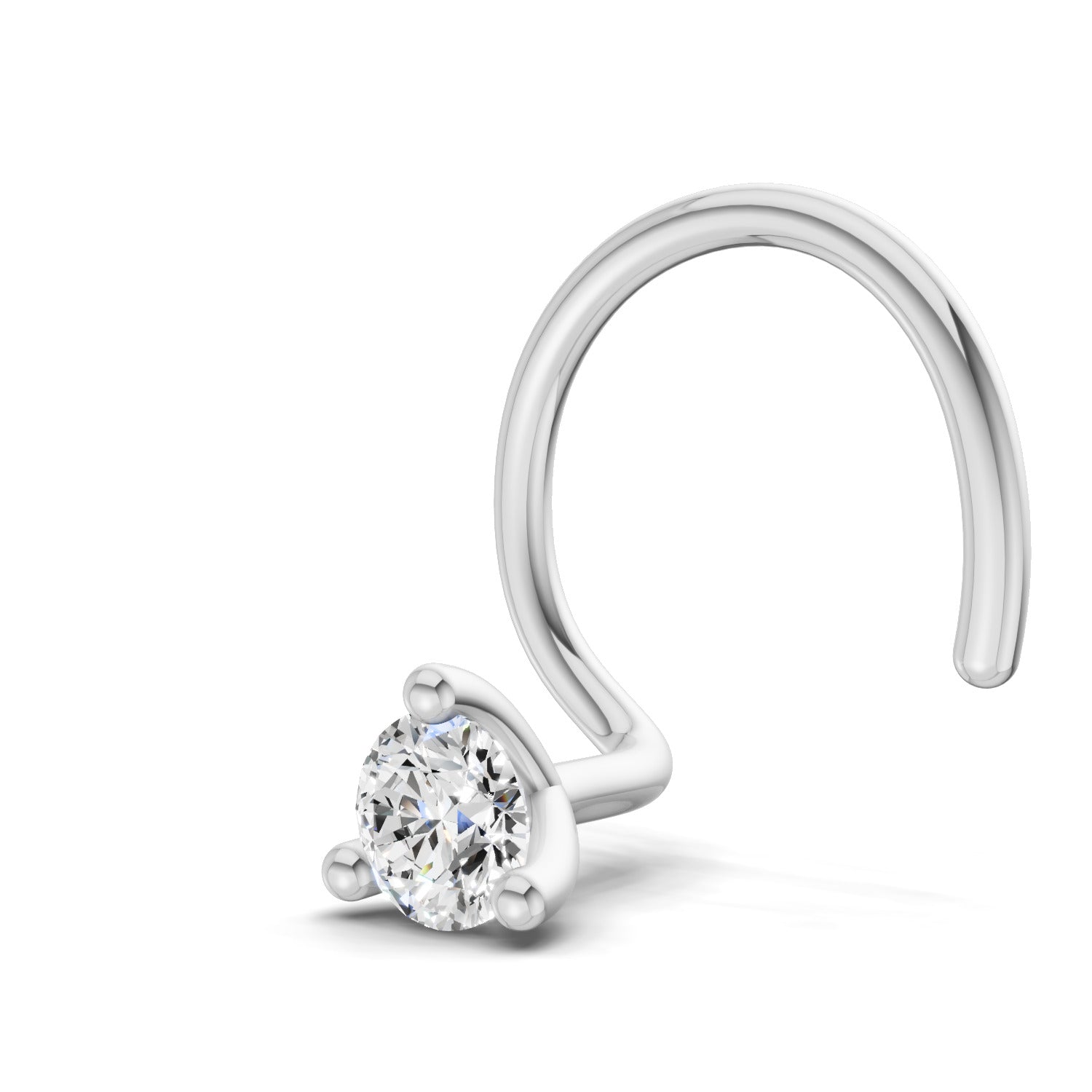 0.09 Ct Round Shape Soilitaire Diamond Nose Pin | 14K Yellow Gold