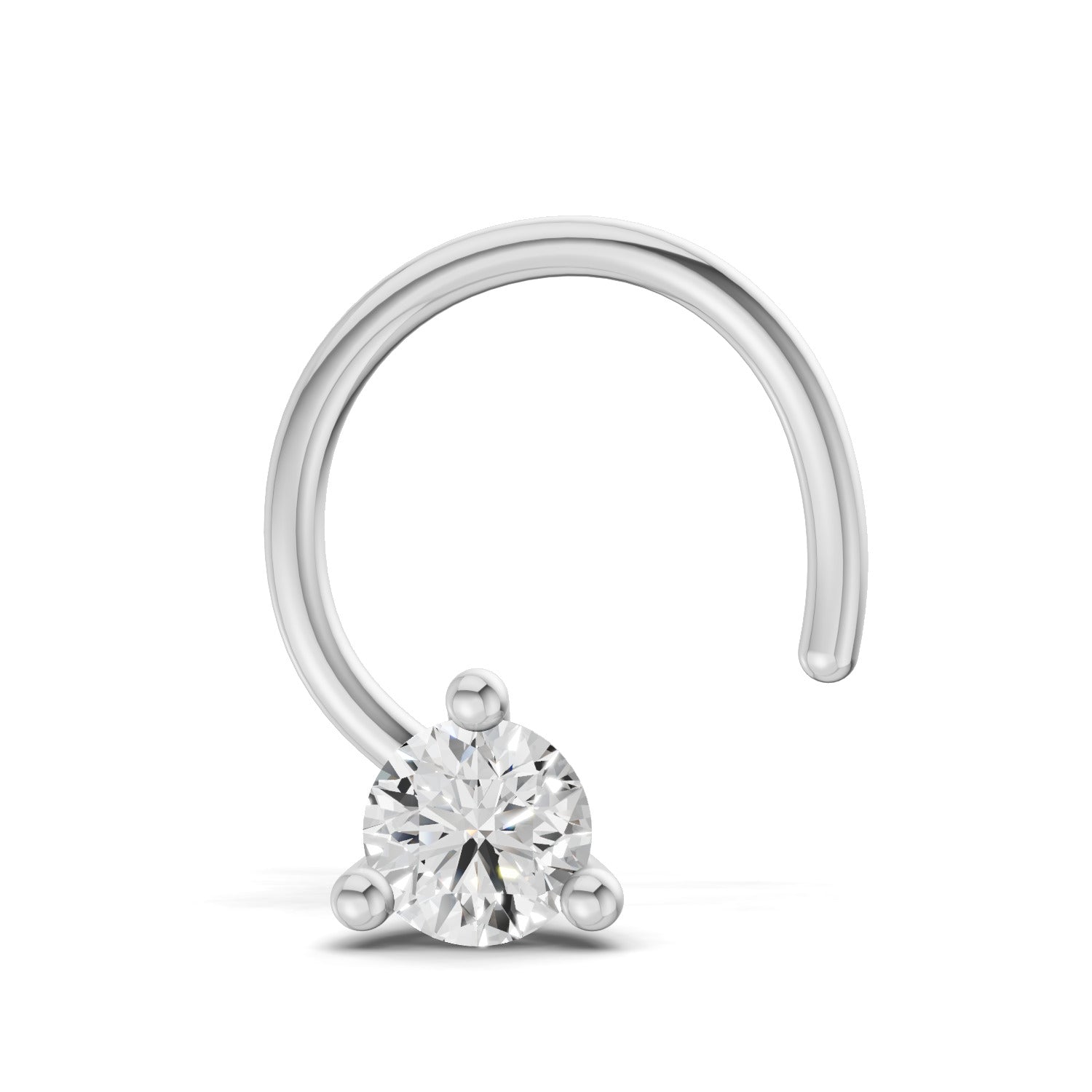0.09 Ct Round Shape Soilitaire Diamond Nose Pin | 14K Yellow Gold