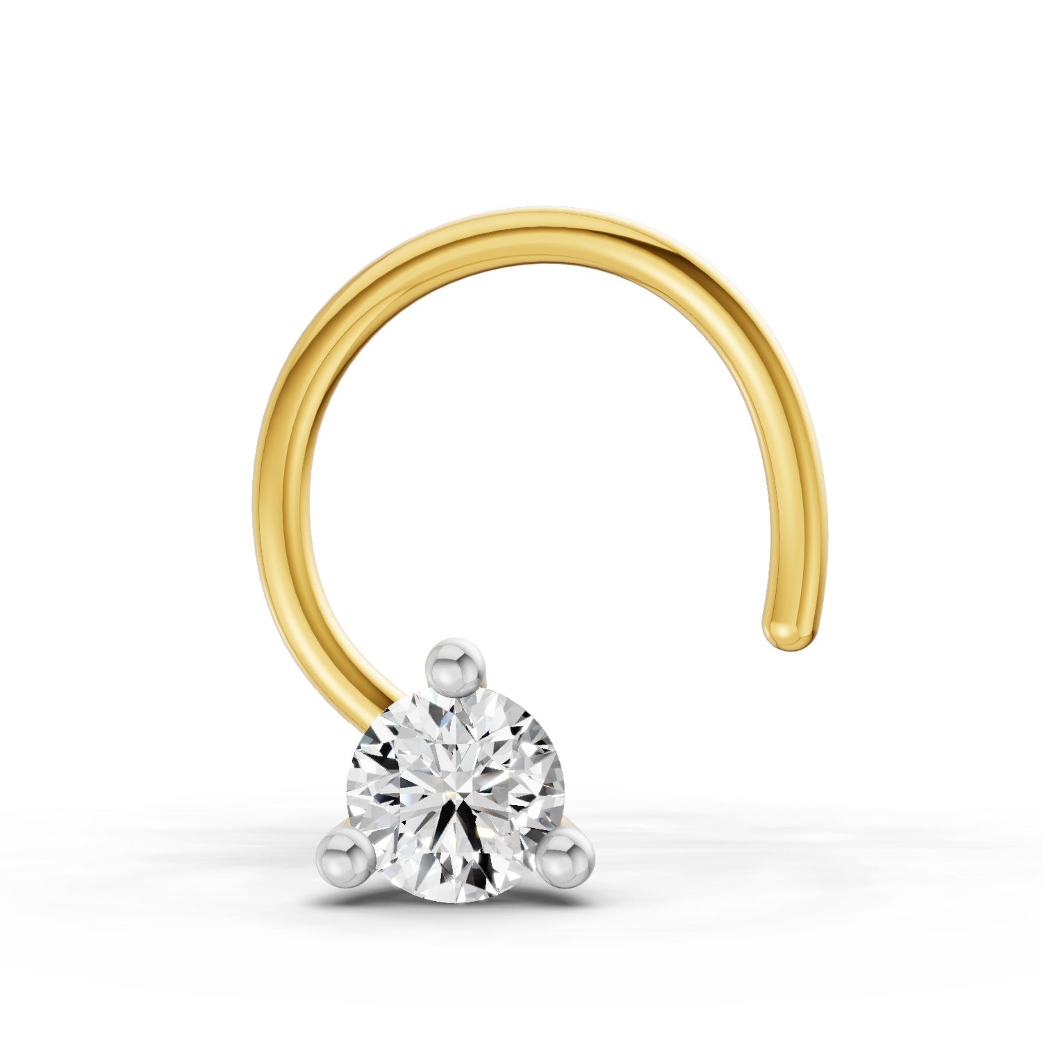0.09 Ct Round Shape Soilitaire Diamond Nose Pin | 14K Yellow Gold