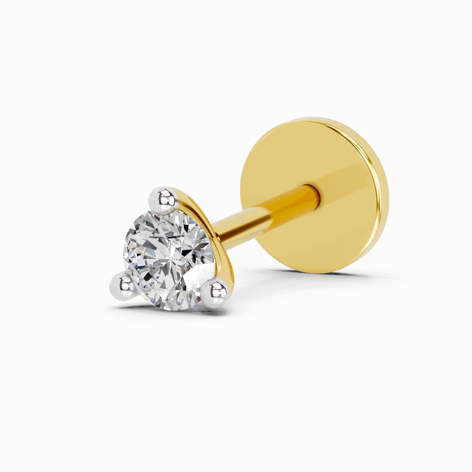 0.09 Ct Round Shape Soilitaire Diamond Nose Pin | 14K Yellow Gold