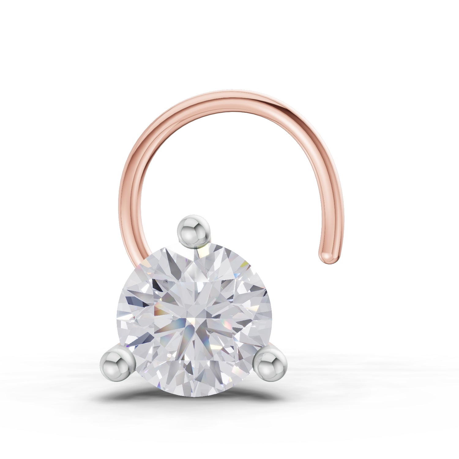 0.21 Ct Round Shape 3 Prong Solitaire Diamond Nose Pin | 14K Yellow Gold
