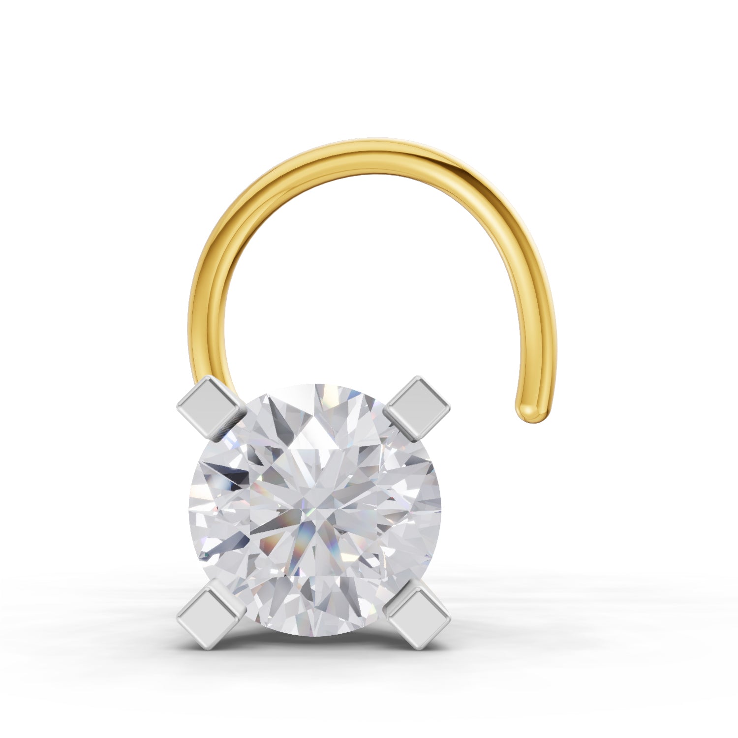 0.10 Ct Round Shape Solitaire Diamond Nose Pin | 14K Yellow Gold