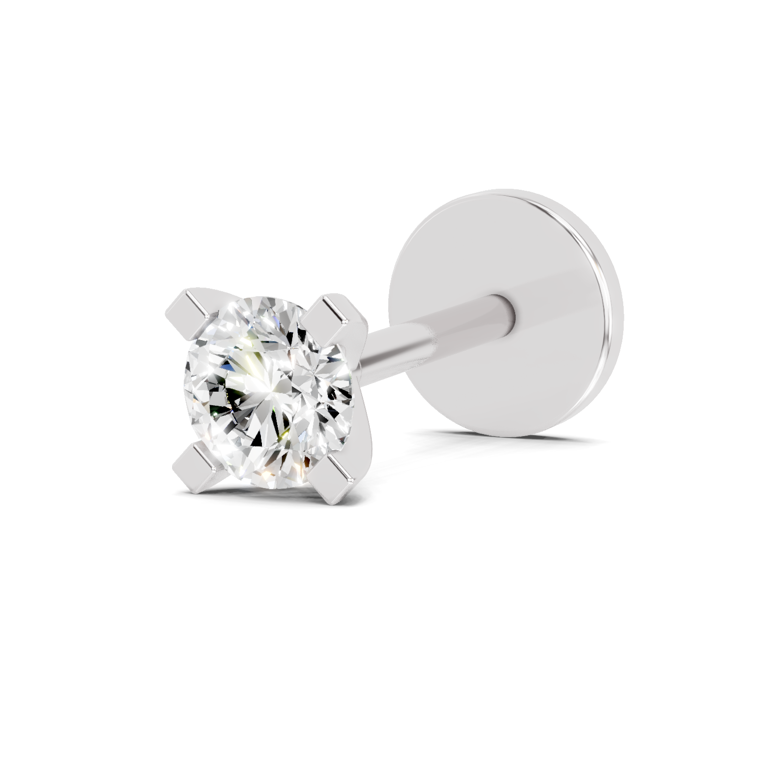 0.15 Carat Lab Grown Diamond classic crown Nosepin | 14K White Gold (Screw)