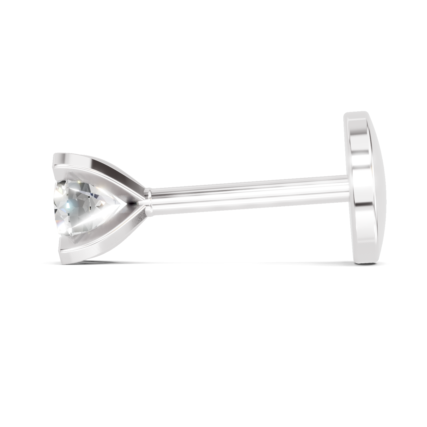 0.15 Carat Lab Grown Diamond classic crown Nosepin | 14K White Gold (Screw)
