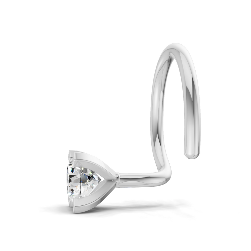 0.15 Carat Lab Grown Diamond classic crown Nosepin | 14K White Gold (Wire)