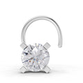 0.21 Ct Round Shape 4 Prong Solitaire Diamond Nose Pin | 14K White Gold
