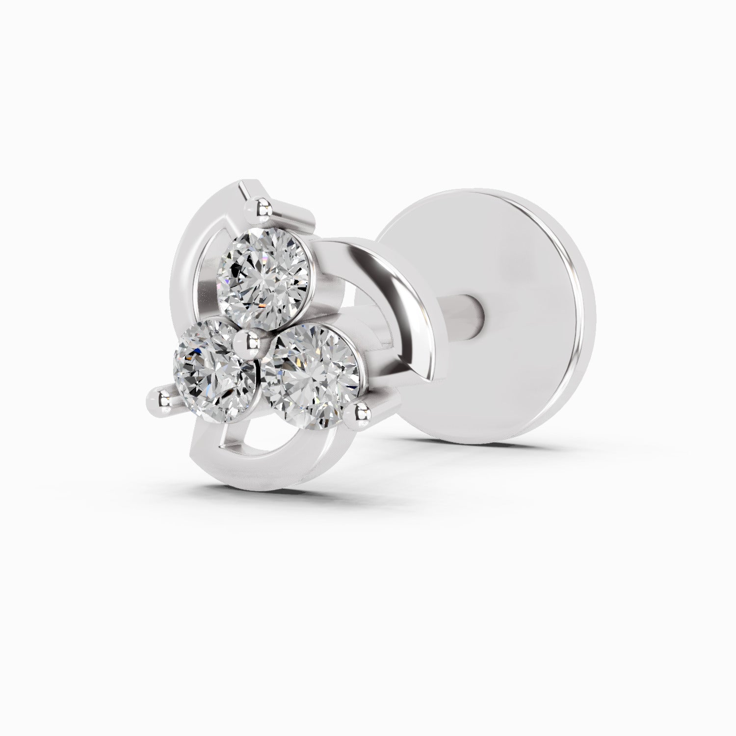 0.06 Ct Floral Stud Round Shape Nose pin | 14K Yellow Gold