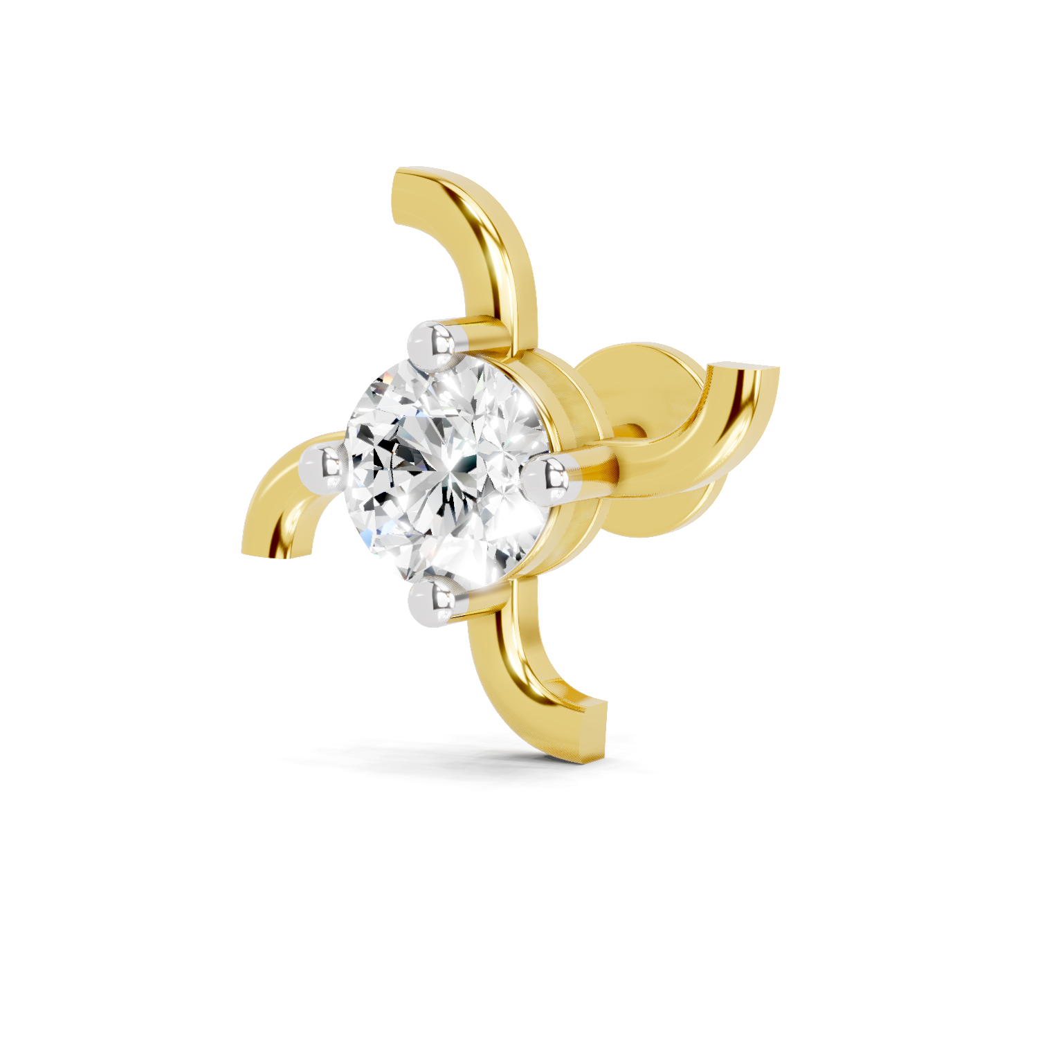 0.5 Carat Round Shape Diamond Nose Pin | 14K Yellow Gold-Screw