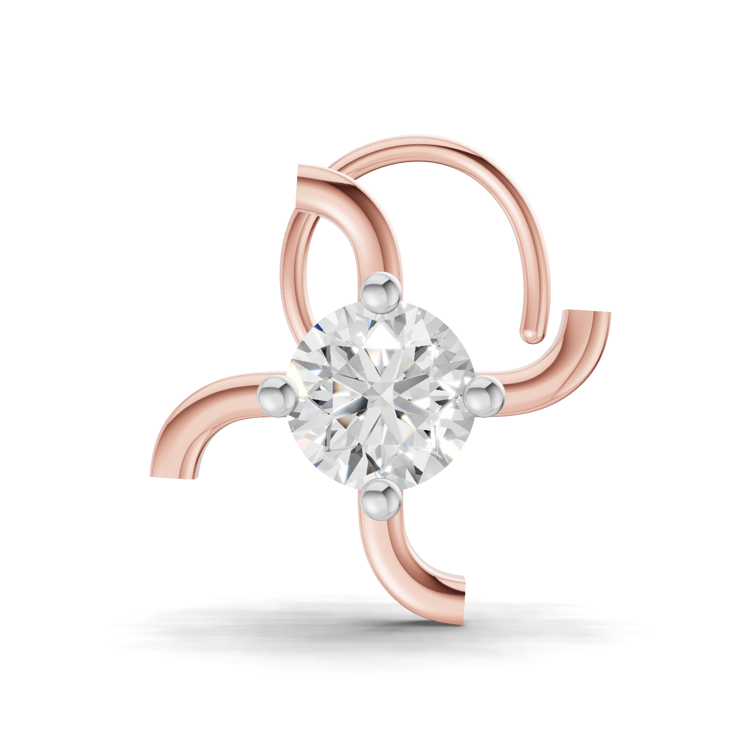 0.5 Carat Round Shape Diamond Nose Pin | 14K Yellow Gold
