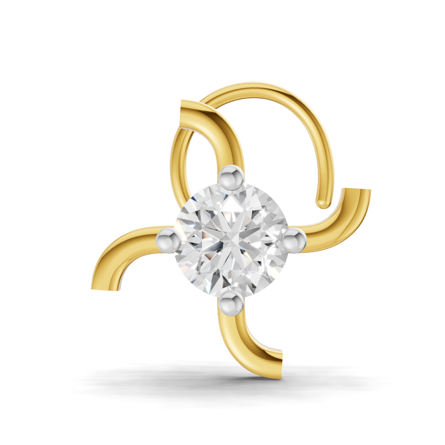 0.5 Carat Round Shape Diamond Nose Pin | 14K Yellow Gold