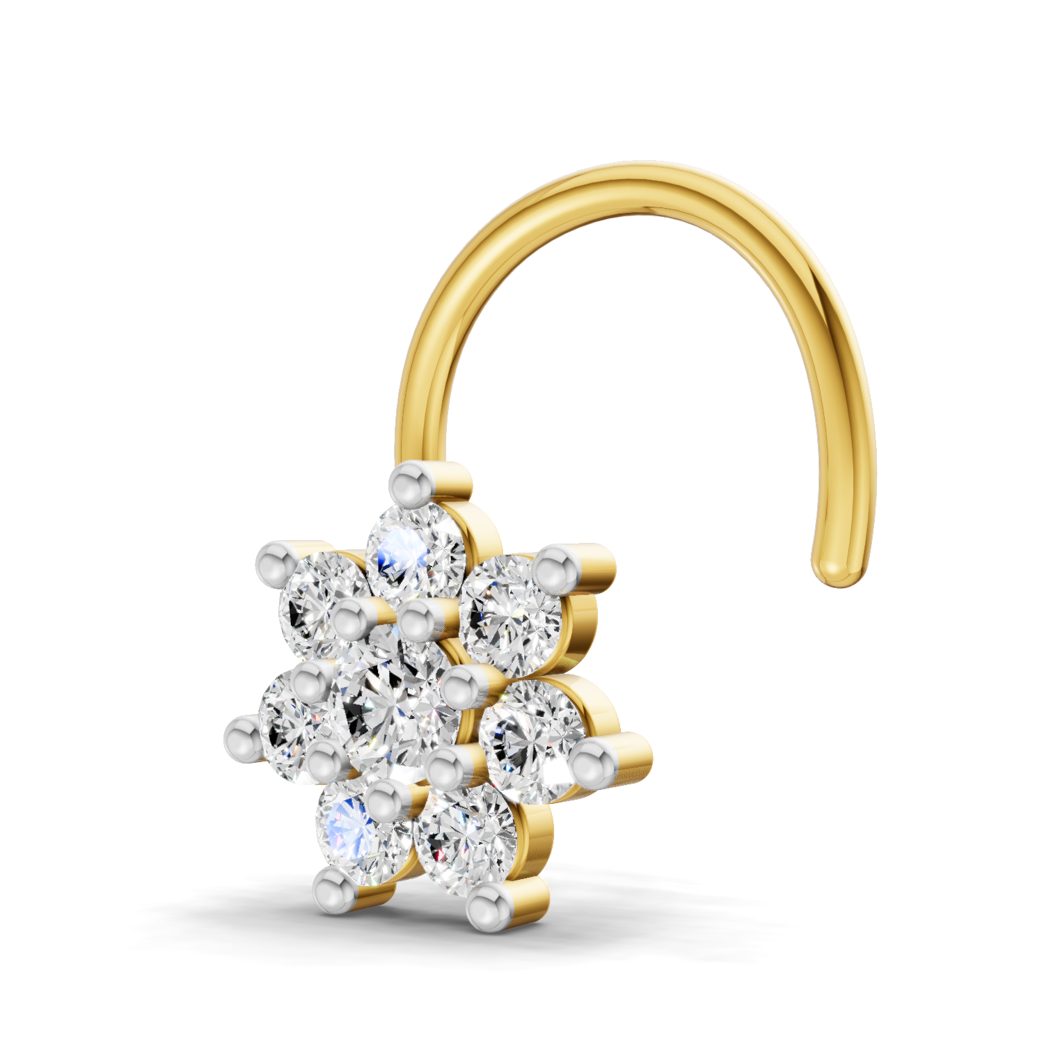 0.16 Carat Round Shape Celestial Diamond Nose Pin | 14K Yellow Gold