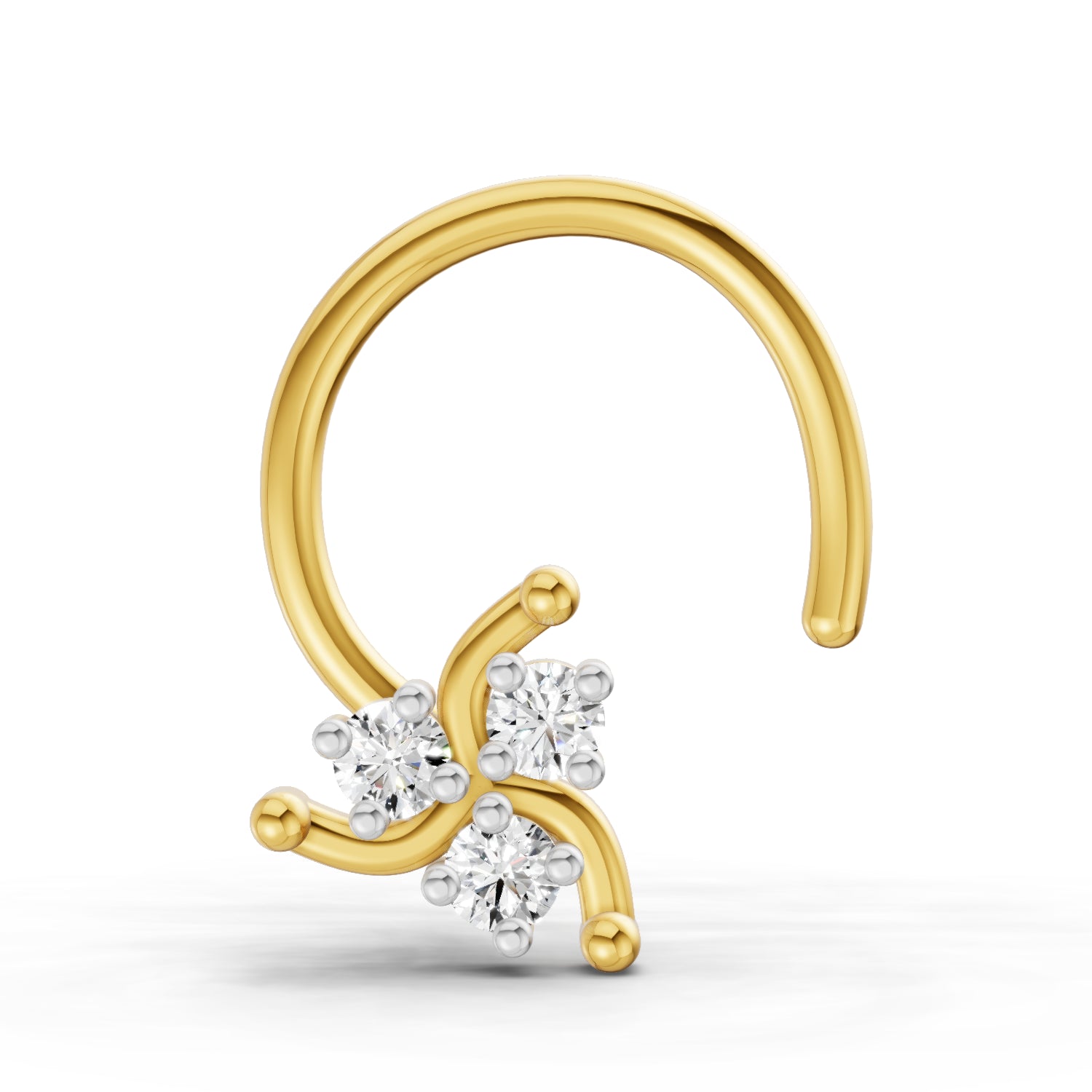 0.05 Carat  | 925 Sterling Silver Yellow Gold Plated Fashion Nosepin
