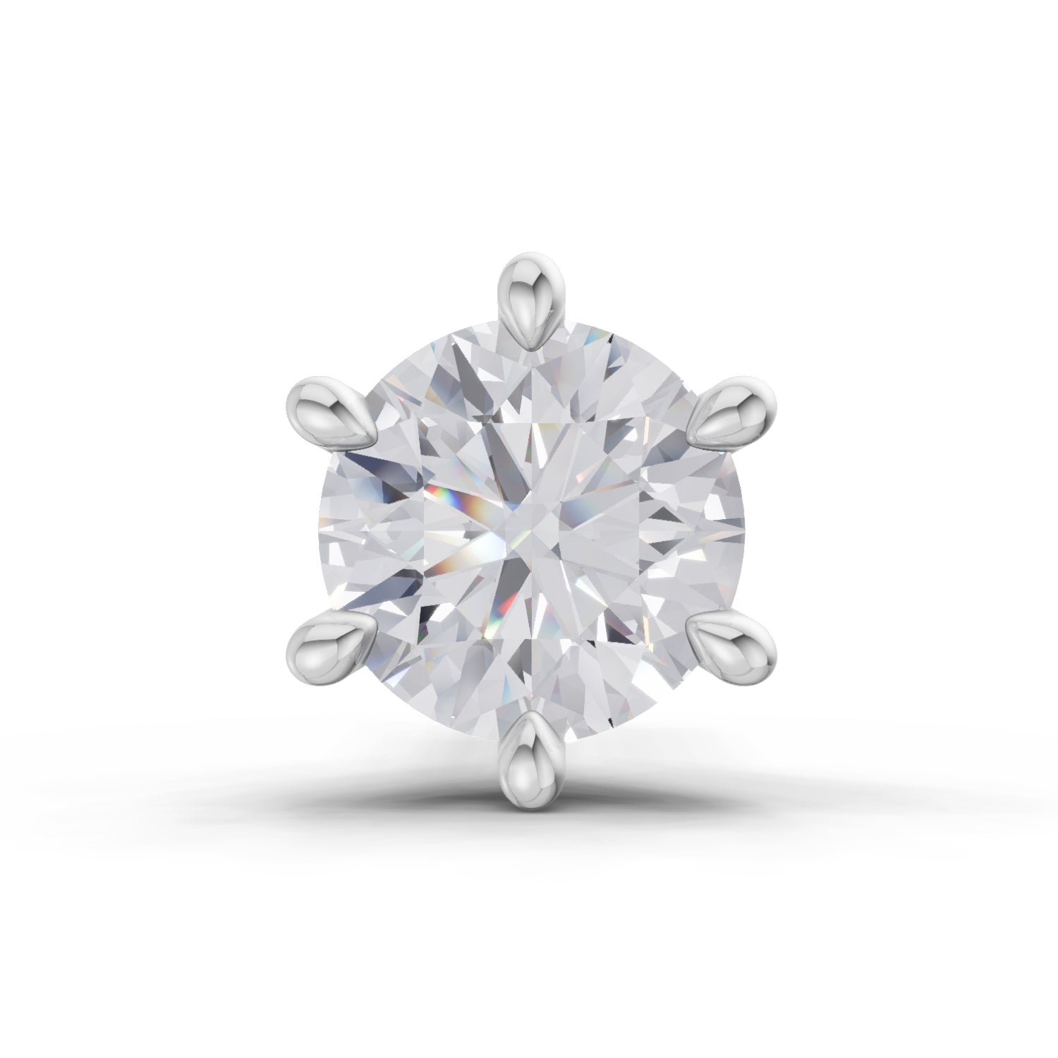 0.15 Carat Round Shape 6 Prong Solitaire Diamond Nose Pin | 14K Yellow Gold-Screw