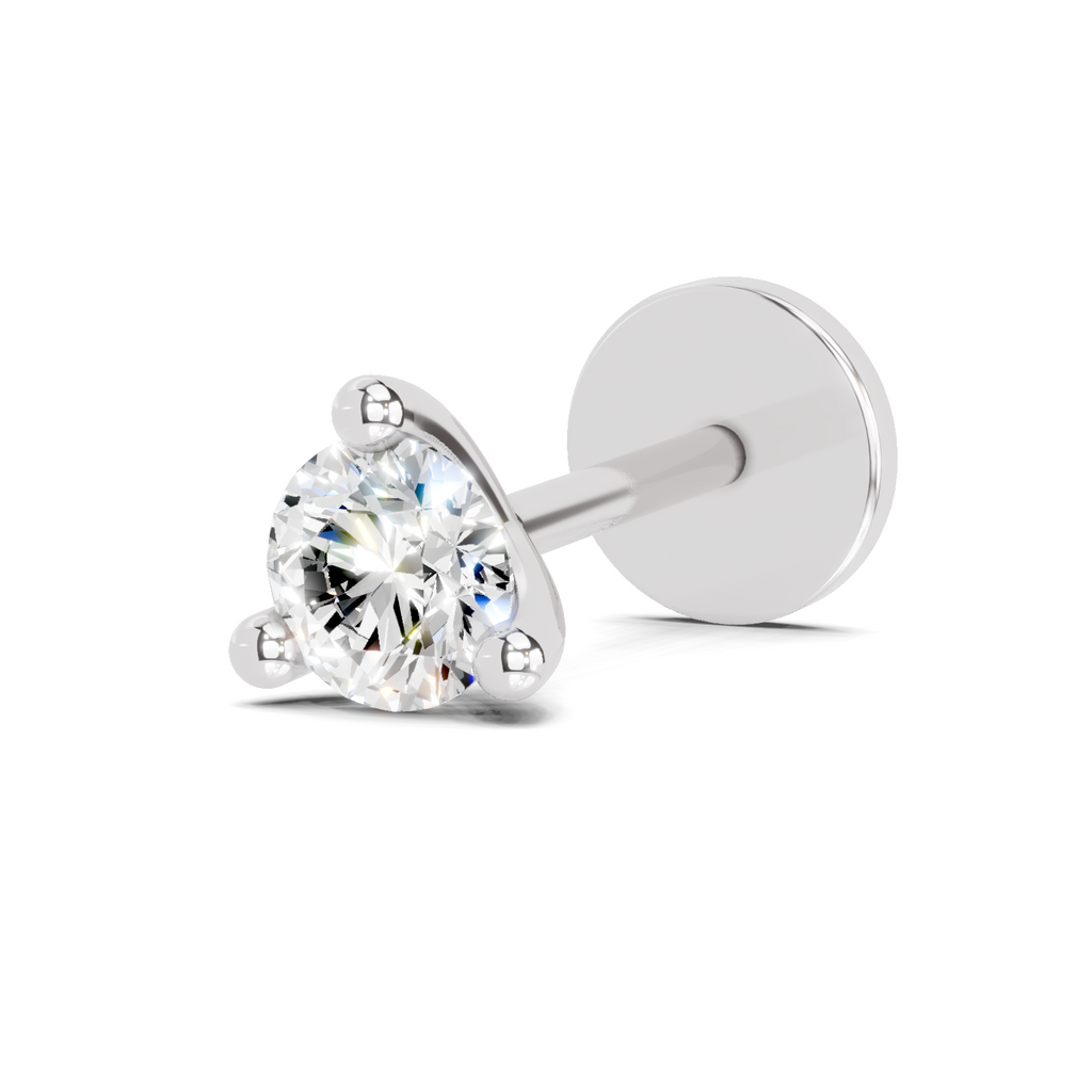 0.1 Carat Lab Grown Diamond Classic Trio-Prong Nosepin | 14K White Gold (Screw)