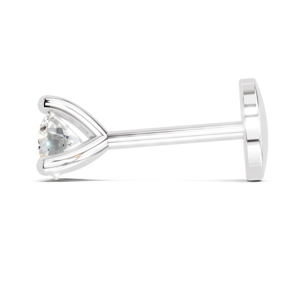 0.1 Carat Lab Grown Diamond Classic Trio-Prong Nosepin | 14K White Gold (Screw)