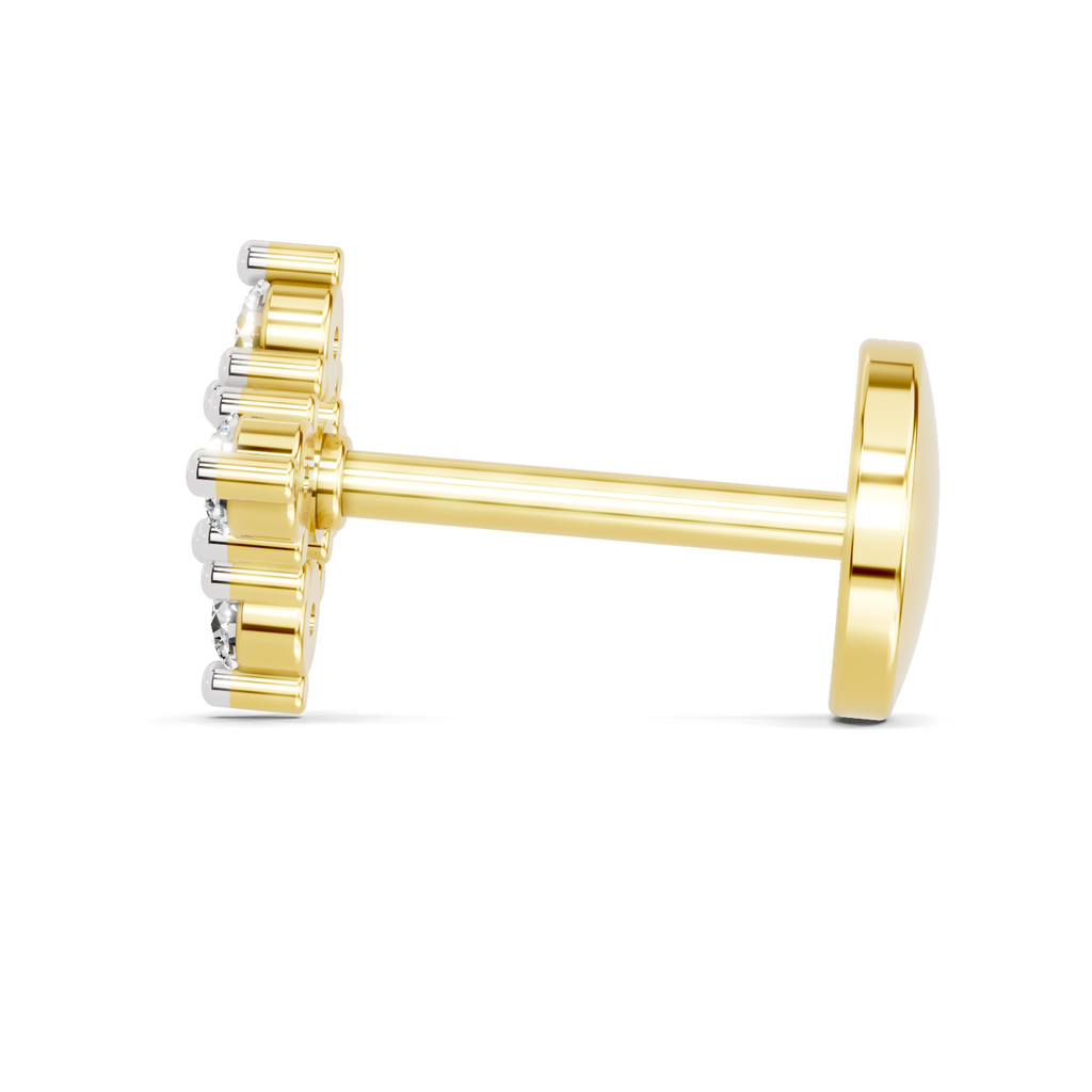 0.08 Carat Lab Grown Diamond Celestia Cluster  Nosepin | 14K Yellow Gold (Screw)