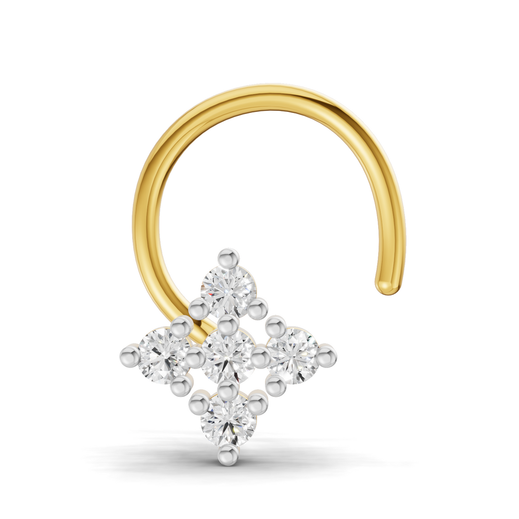 0.08 Carat Lab Grown Diamond Celestia Cluster  Nosepin | 14K Yellow Gold (Wire)