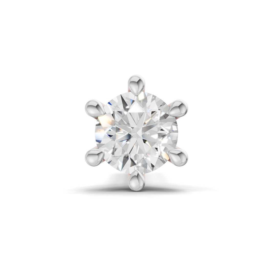 0.11 Carat Lab Grown Diamond 6-Prong Stud Nosepin | 14K Rose Gold (Screw)