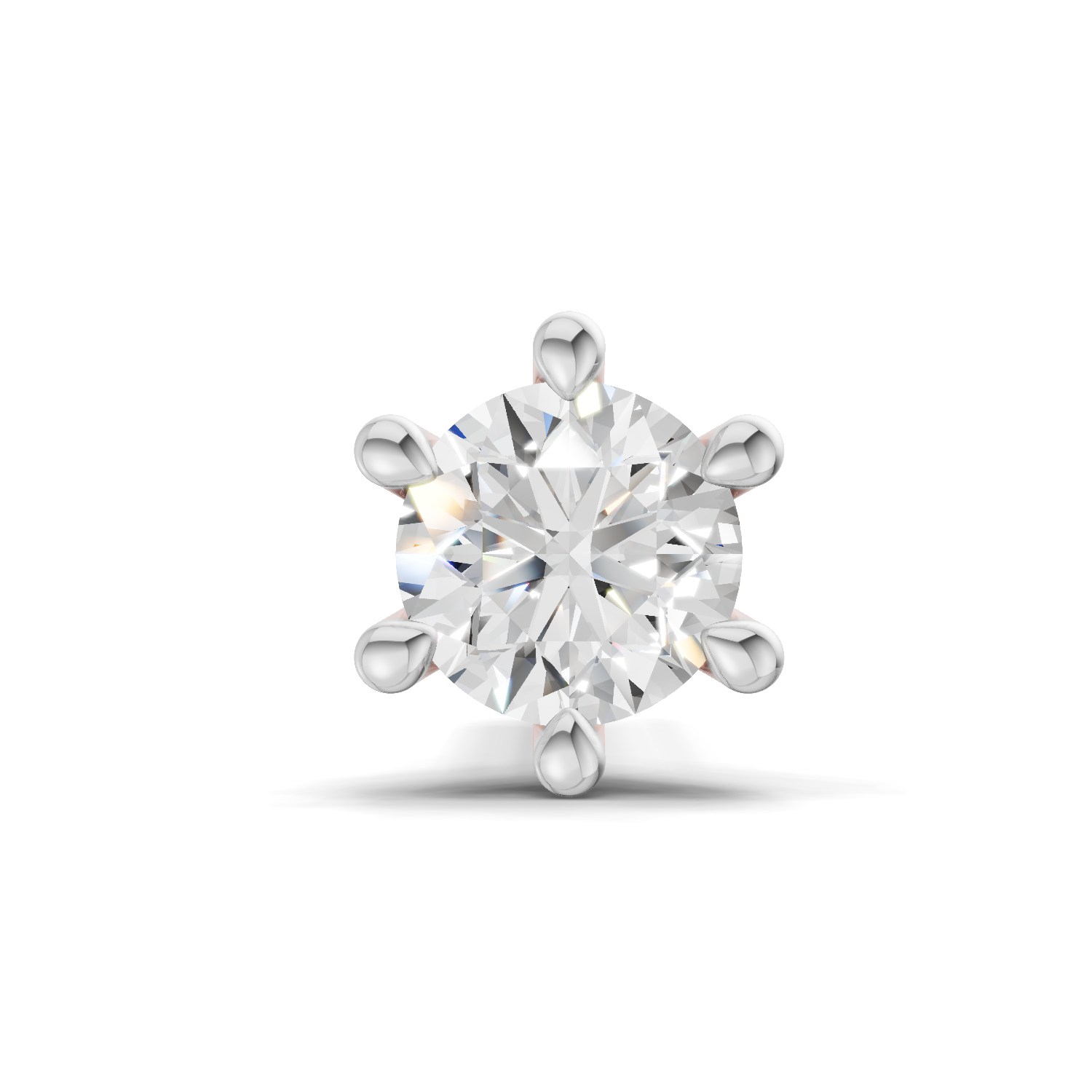 0.11 Carat Lab Grown Diamond 6-Prong Stud Nosepin | 14K Rose Gold (Screw)