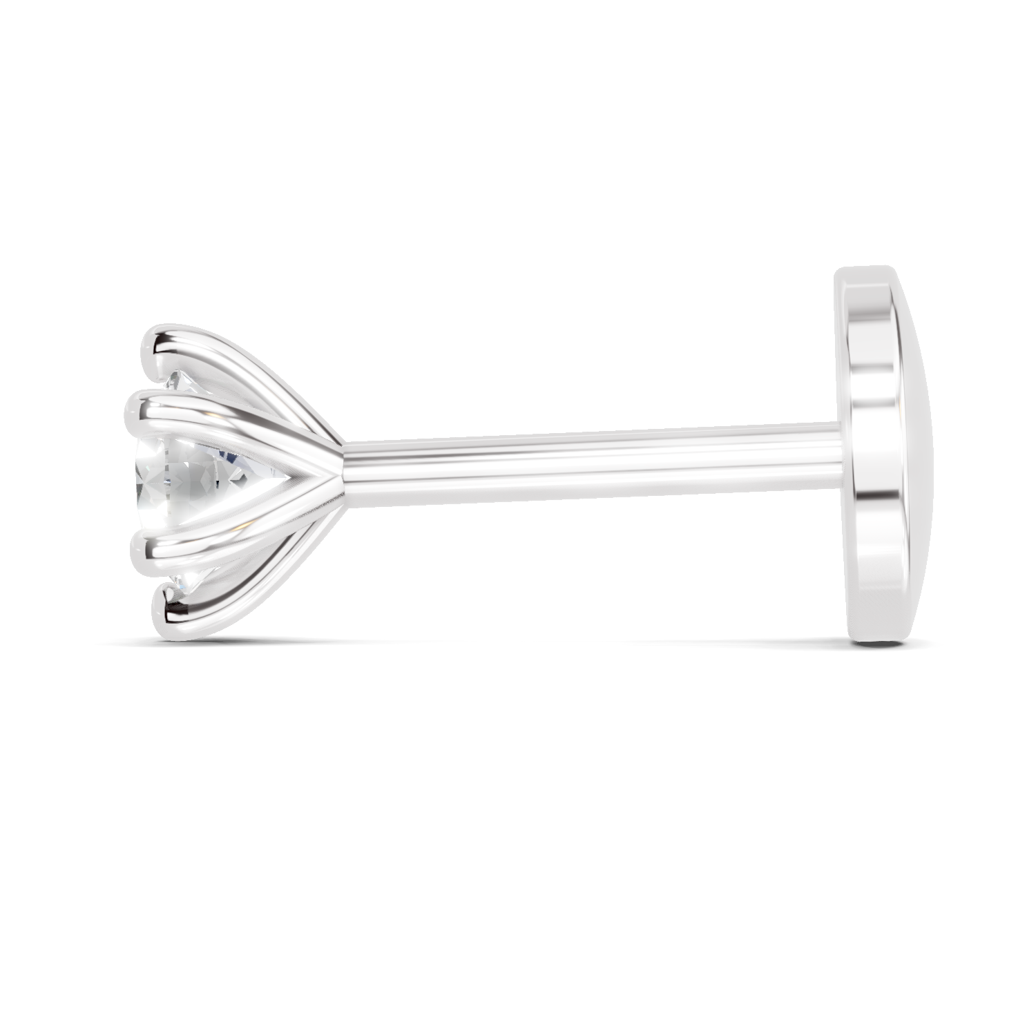 0.11 Carat Lab Grown Diamond 6-Prong Stud Nosepin | 14K White Gold (Screw)