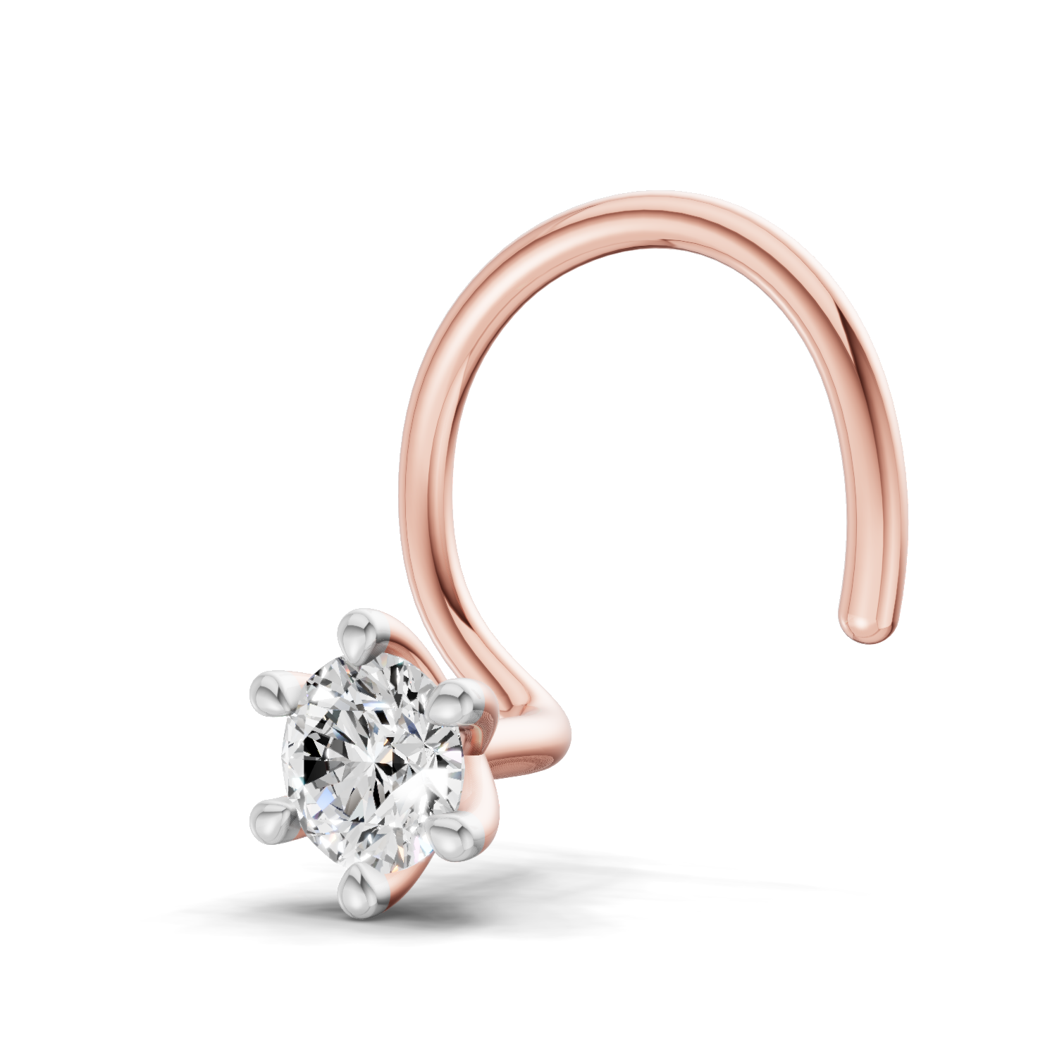 0.11 Carat Lab Grown Diamond 6-Prong Stud Nosepin | 14K Rose Gold (Wire)