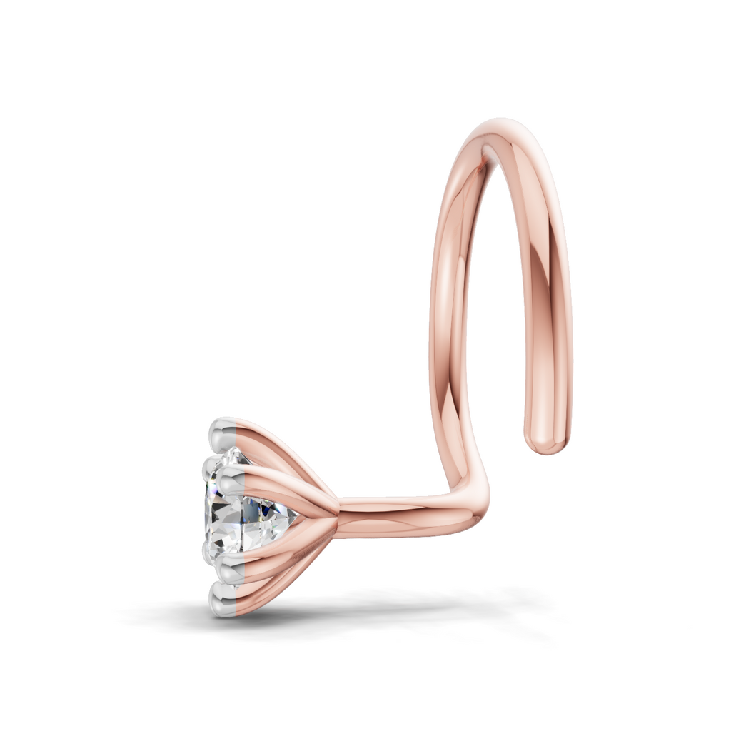 0.11 Carat Lab Grown Diamond 6-Prong Stud Nosepin | 14K Rose Gold (Wire)