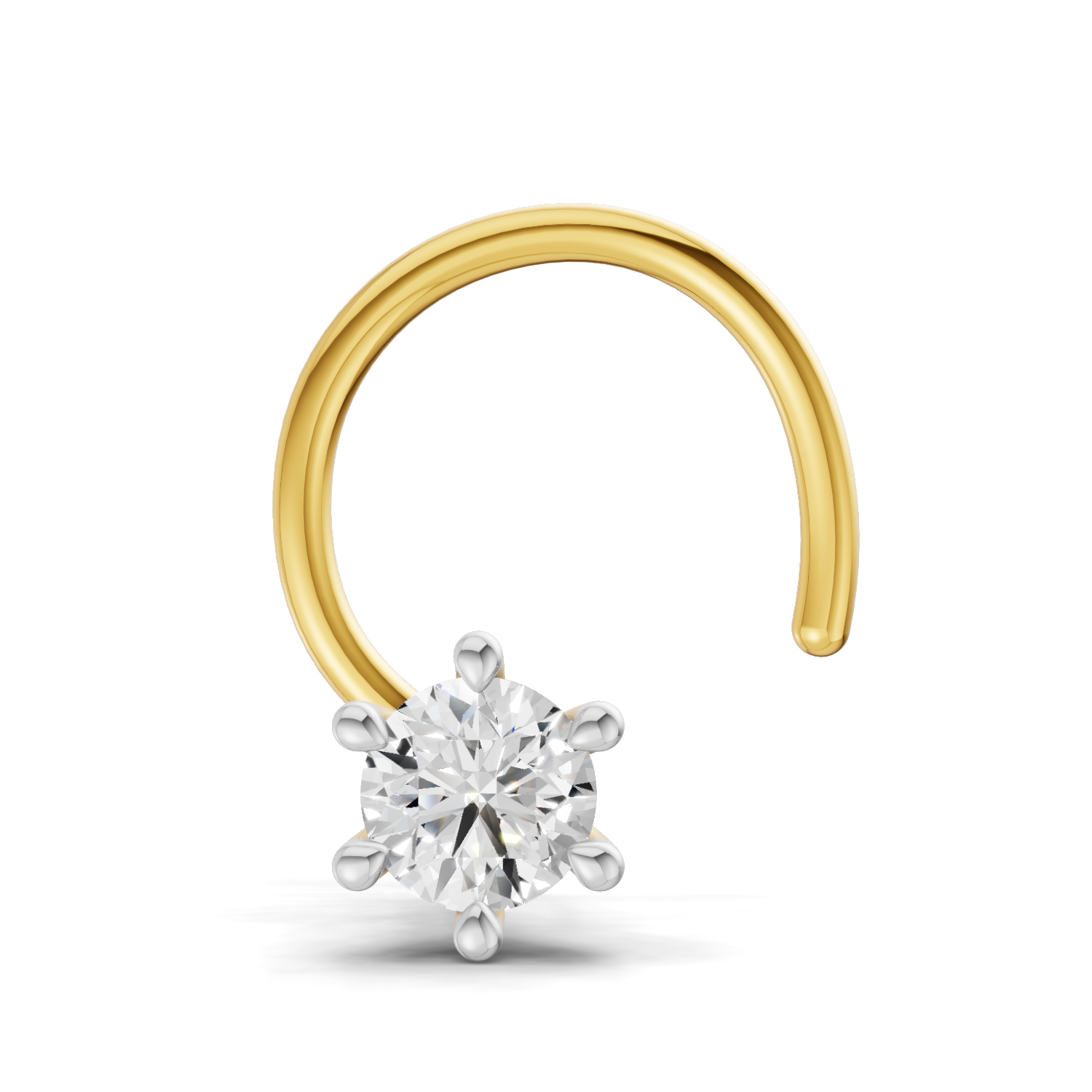 0.11 Carat Lab Grown Diamond 6-Prong Stud Nosepin | 14K Yellow Gold (Wire)