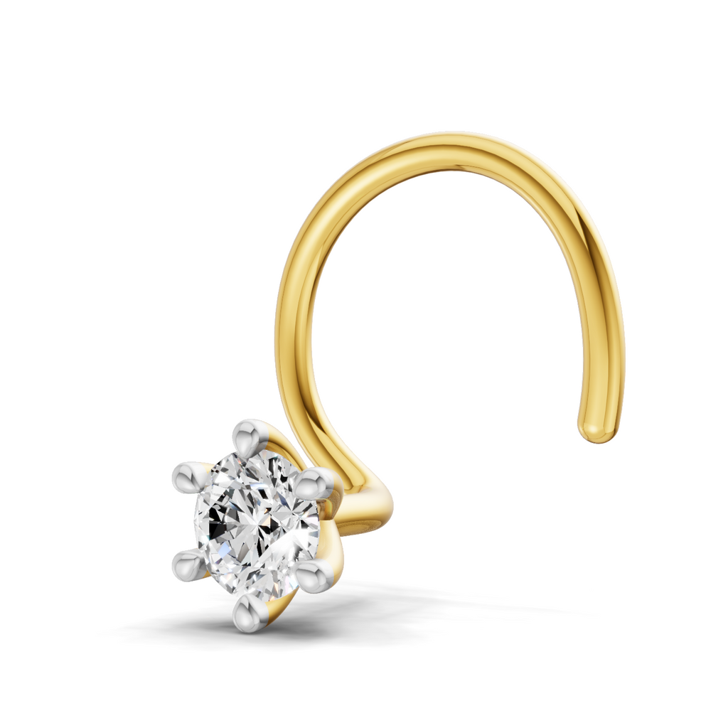 0.11 Carat Lab Grown Diamond 6-Prong Stud Nosepin | 14K Yellow Gold (Wire)