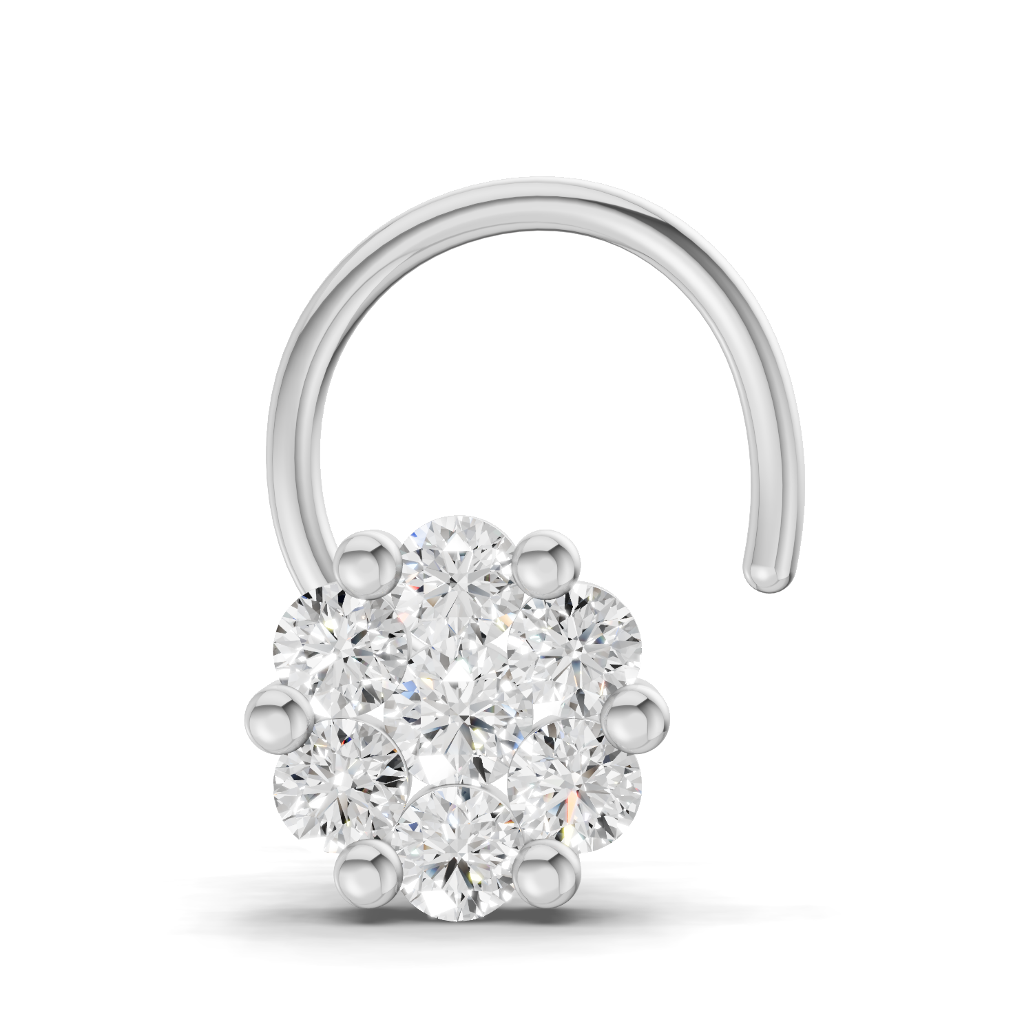 0.18 Carat Lab Grown Diamond Delicate Petal Cluster Nosepin | 14K White Gold (Wire)