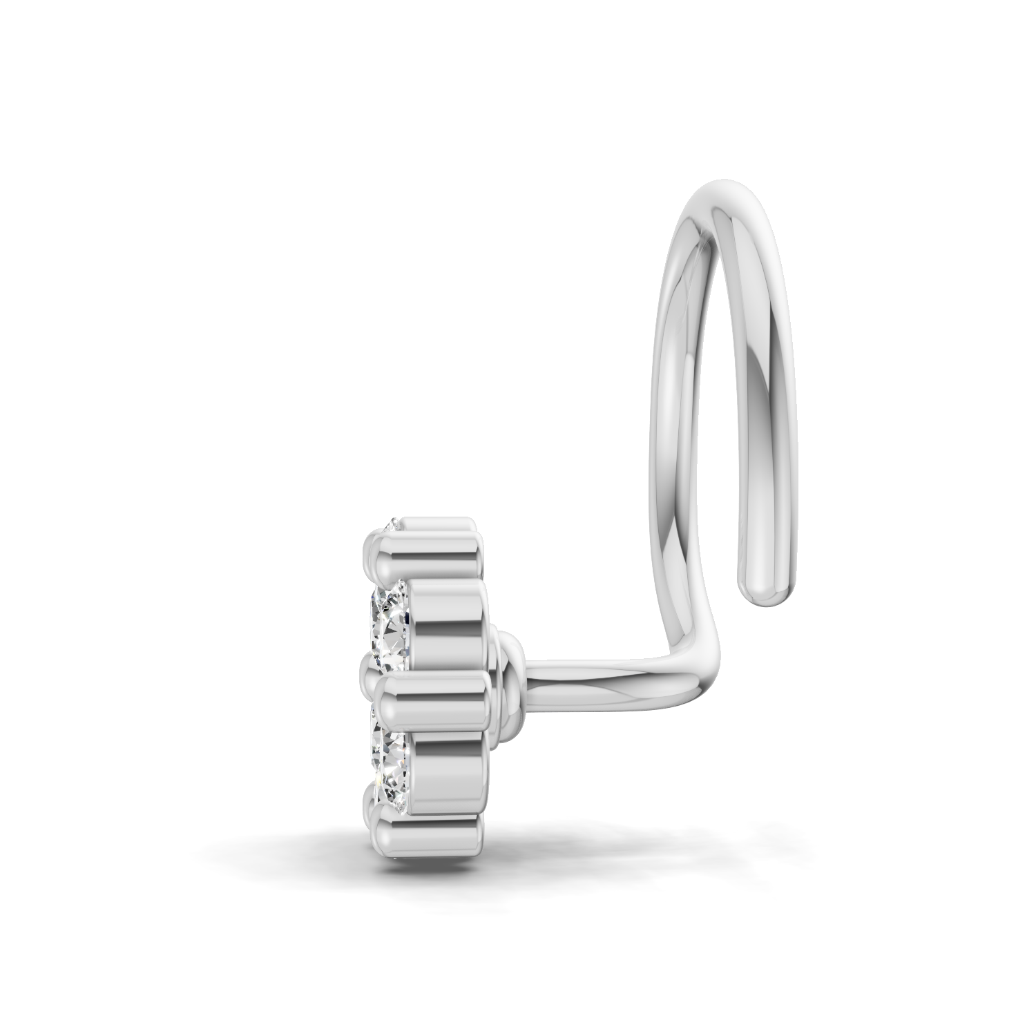 0.18 Carat Lab Grown Diamond Delicate Petal Cluster Nosepin | 14K White Gold (Wire)