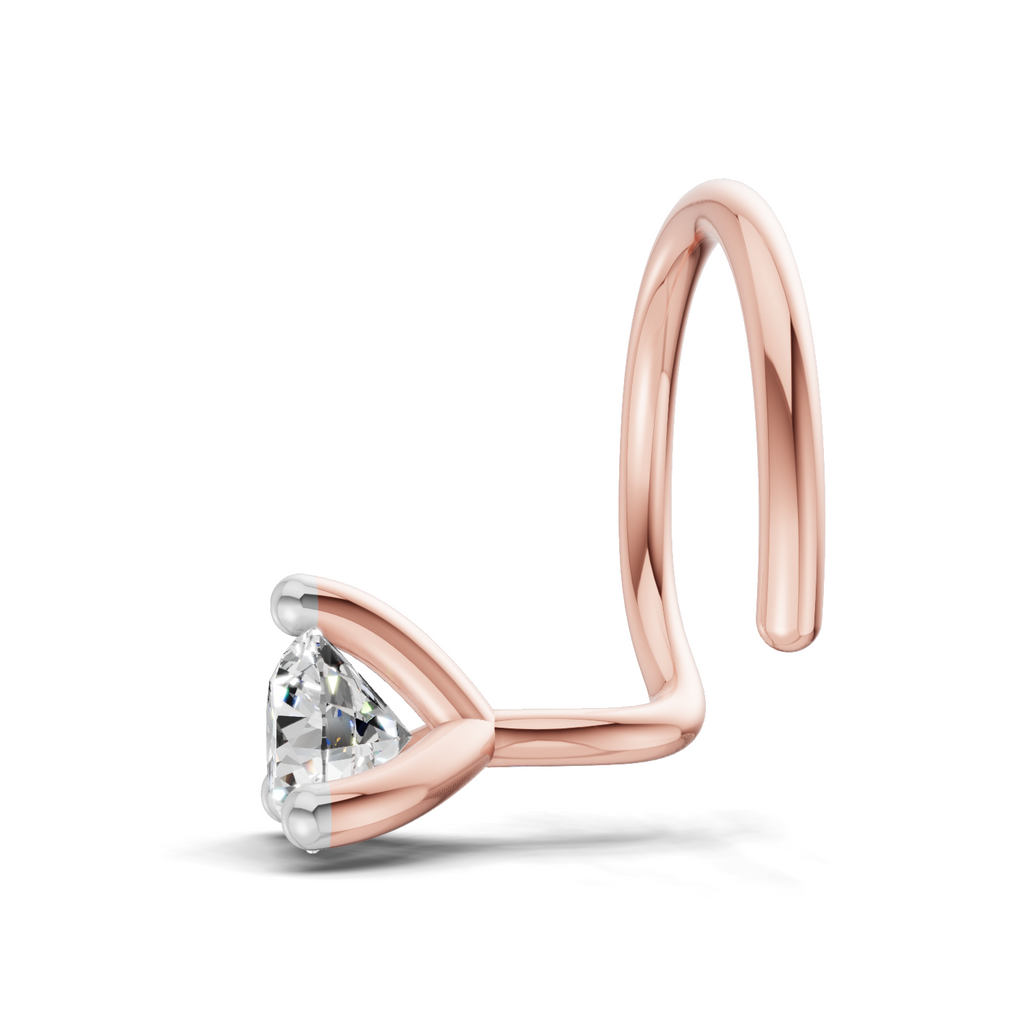 0.06 Carat Lab Grown Diamond Round Shape Solitaire Nosepin | 14K Rose Gold (Wire)