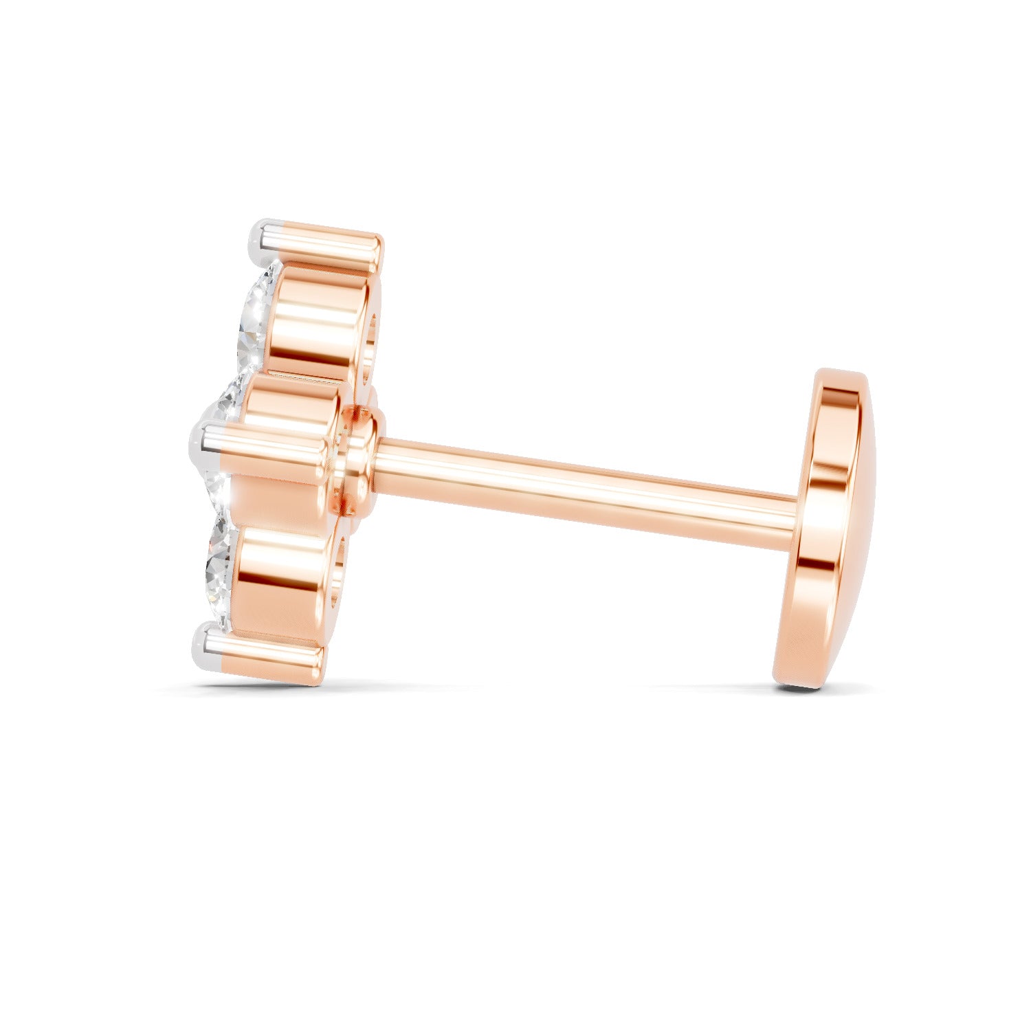 0.1 Carat Lab Grown Diamond Round Shape Cluster Nosepin | 14K Rose Gold (Screw)