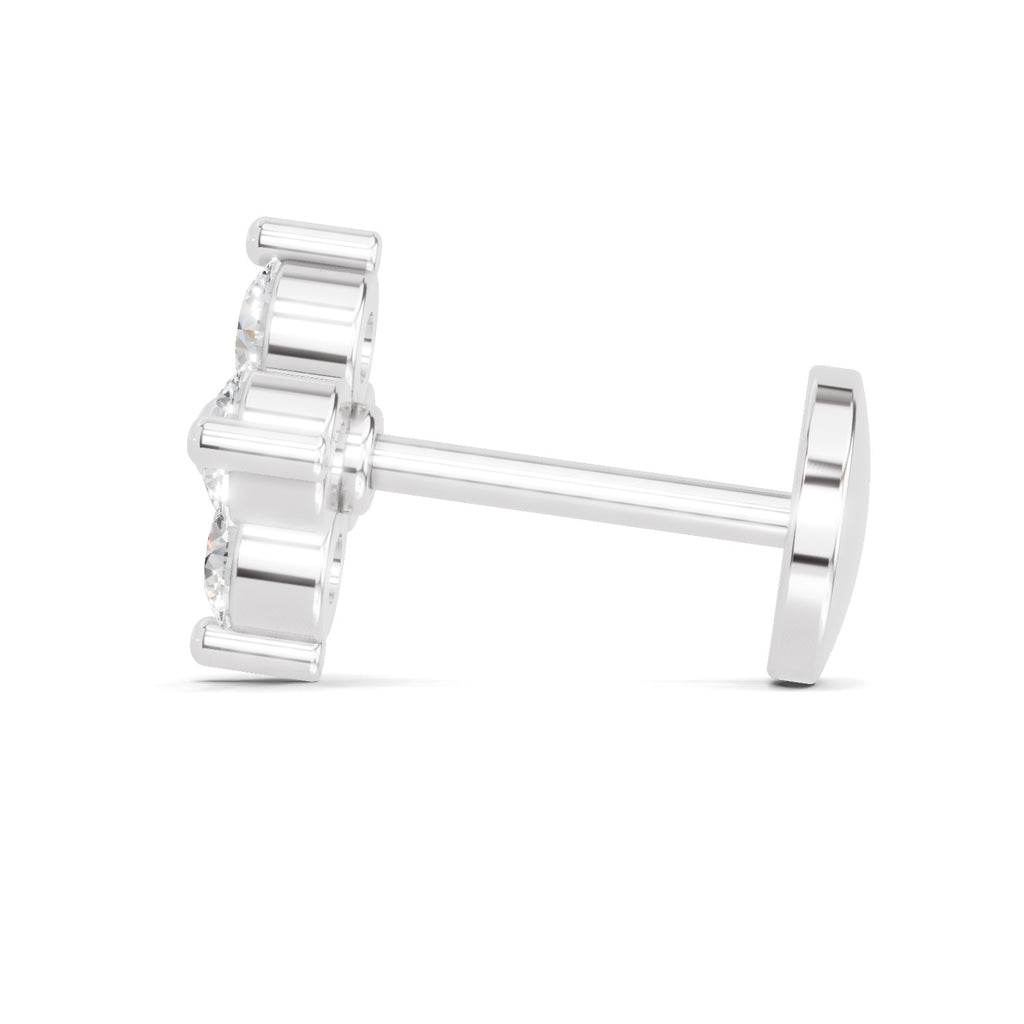 0.1 Carat Lab Grown Diamond Round Shape Cluster Nosepin | 14K White Gold (Screw)