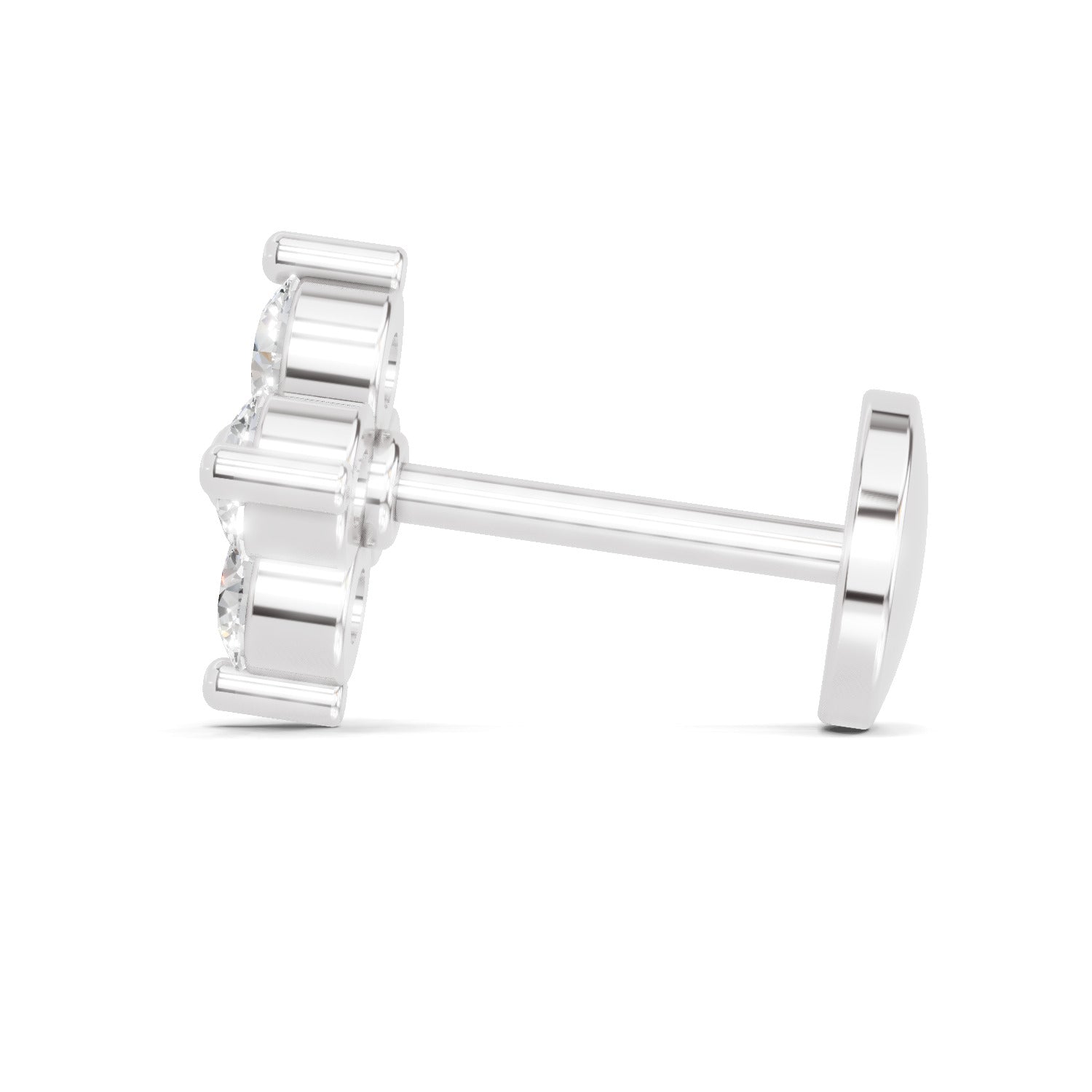 0.1 Carat Lab Grown Diamond Round Shape Cluster Nosepin | 14K White Gold (Screw)