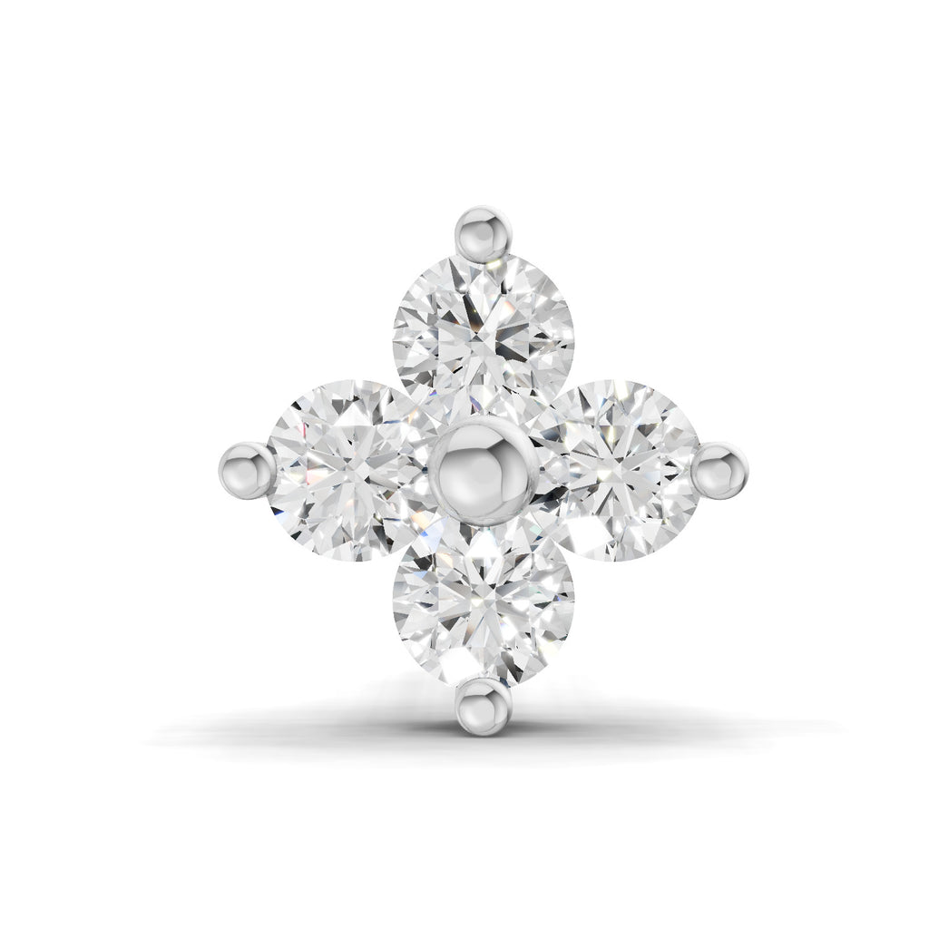 0.1 Carat Lab Grown Diamond Round Shape Cluster Nosepin | 14K White Gold (Screw)