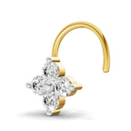 0.1 Carat Lab Grown Diamond Round Shape Cluster Nosepin | 14K Yellow Gold (Wire)