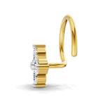 0.1 Carat Lab Grown Diamond Round Shape Cluster Nosepin | 14K Yellow Gold (Wire)
