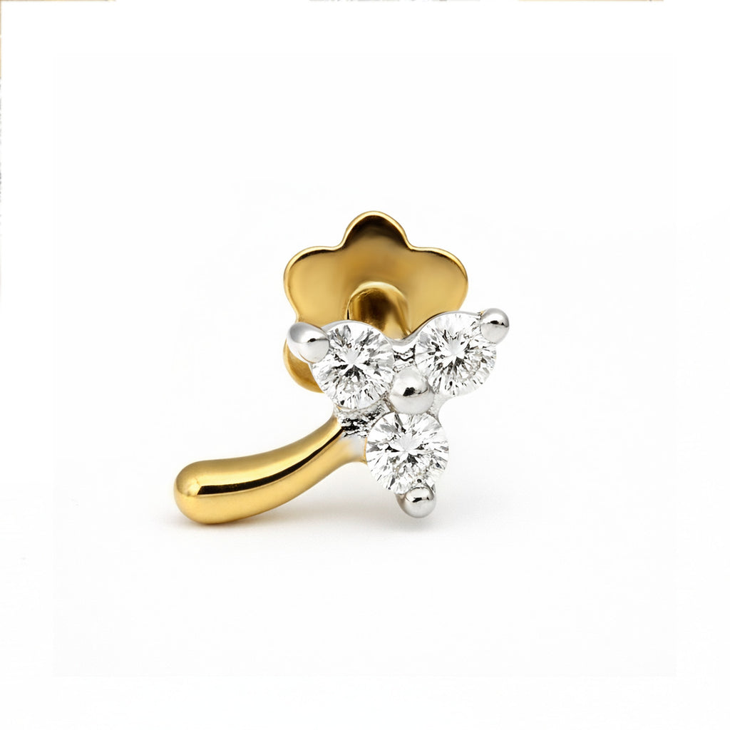 0.03 Carat Lab Grown Diamond Celeste Trio Nosepin | 14K Yellow Gold (Screw)