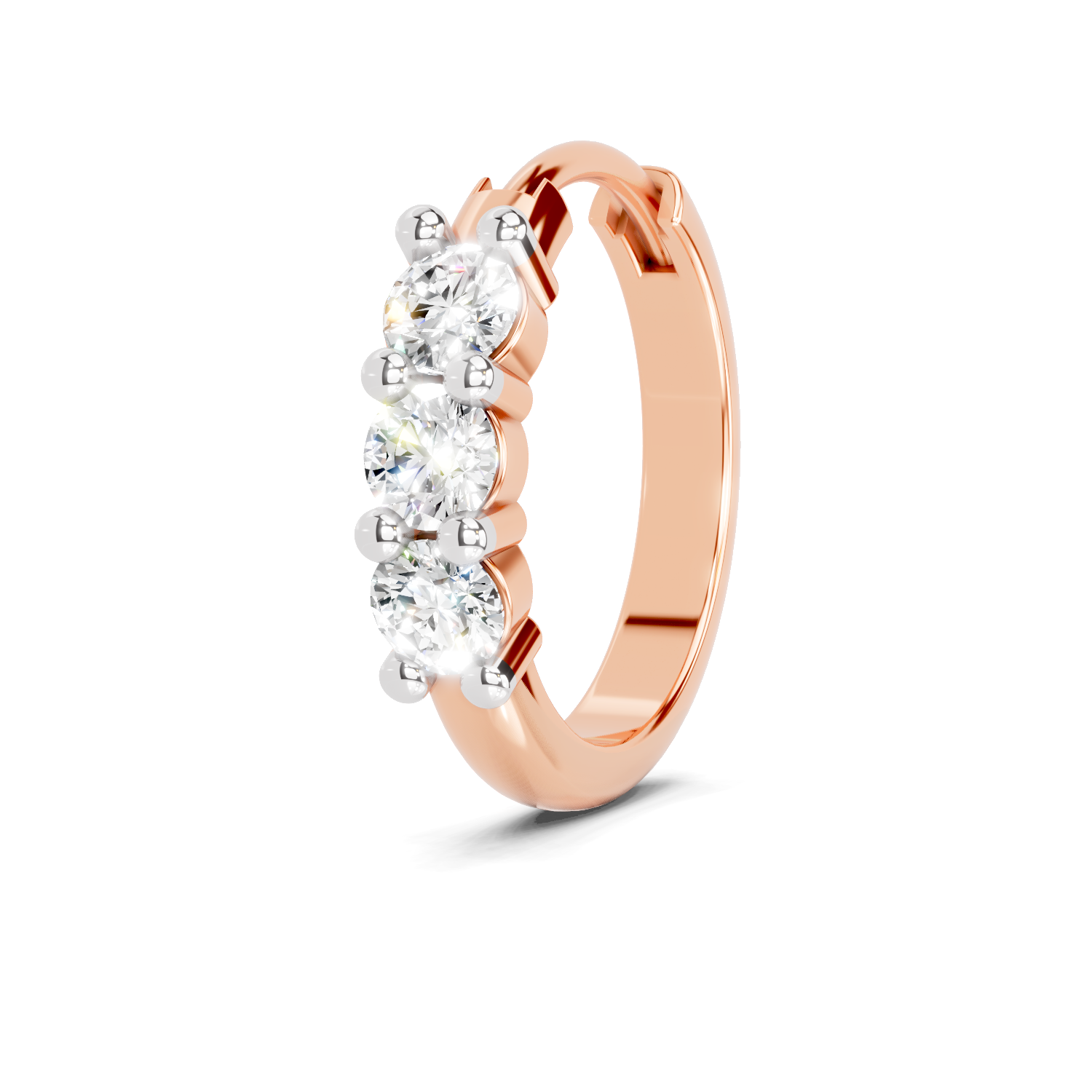 0.11 Carat Lab Grown Diamond Trio Stone Nosepin | 14K Rose Gold (Screw)