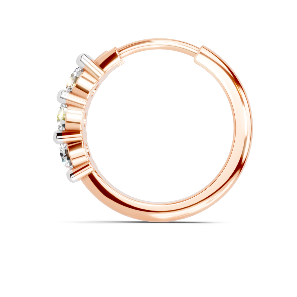 0.11 Carat Lab Grown Diamond Trio Stone Nosepin | 14K Rose Gold (Screw)