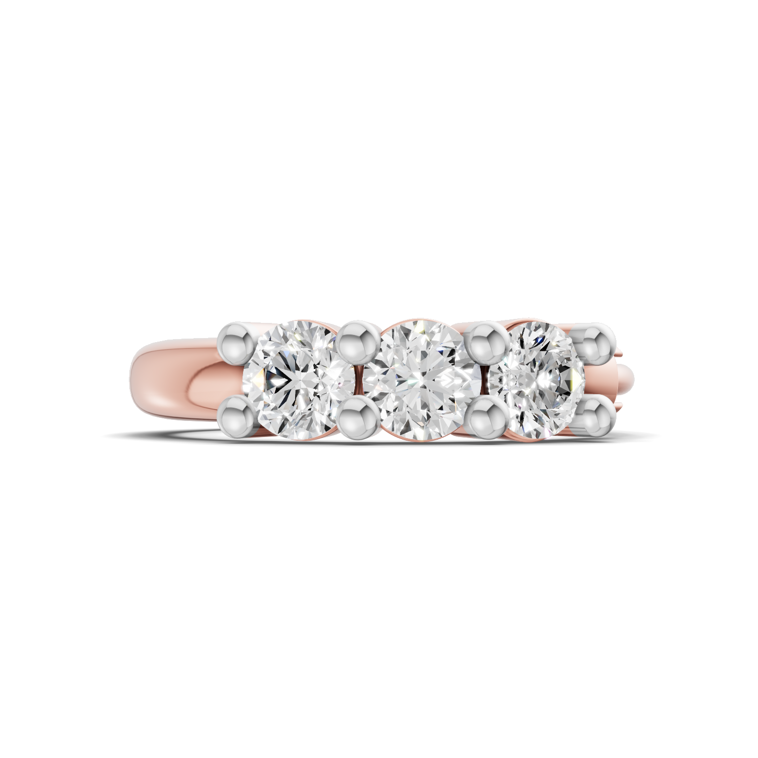 0.11 Carat Lab Grown Diamond Trio Stone Nosepin | 14K Rose Gold (Screw)